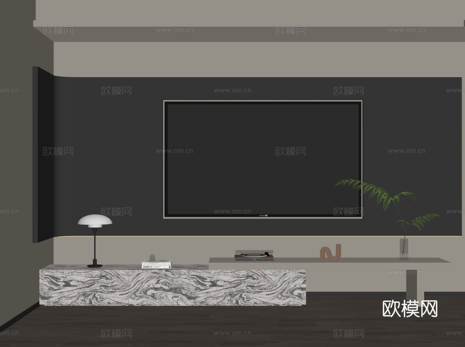 现代电视柜su模型