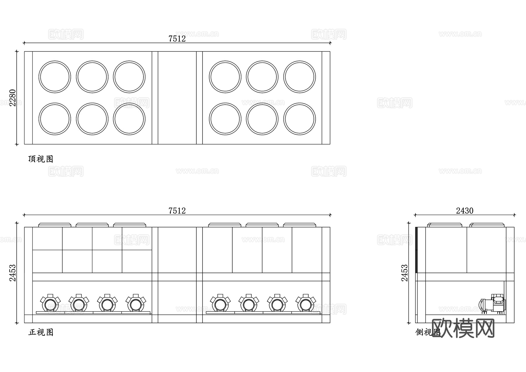 开利风冷式冷水机组 开利风冷冷水机 风冷式制冷机组 开利商用cad施工图下载