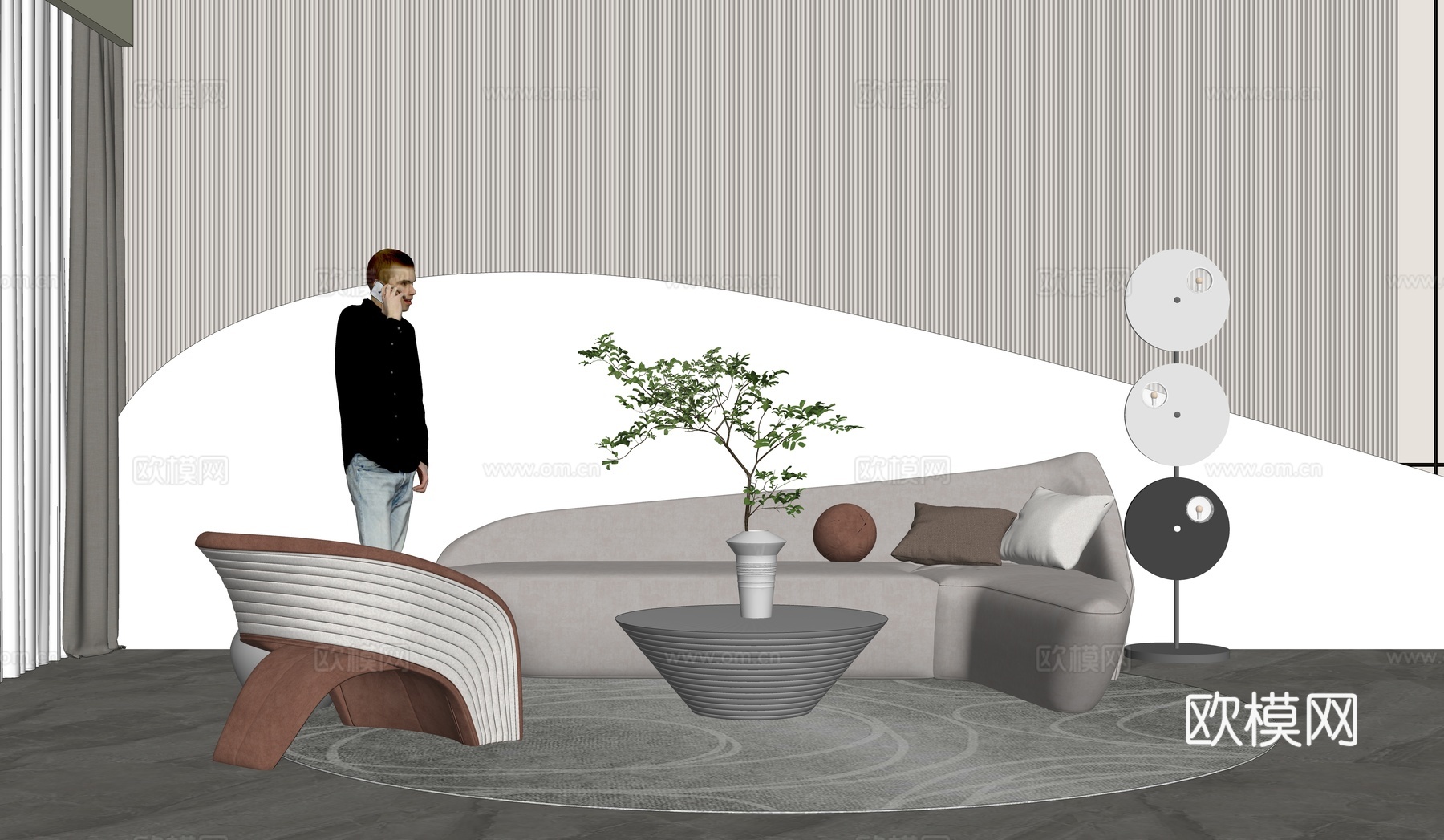 现代沙发组合su模型