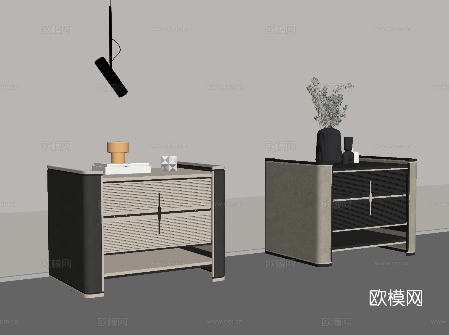 现代意式床头柜su模型