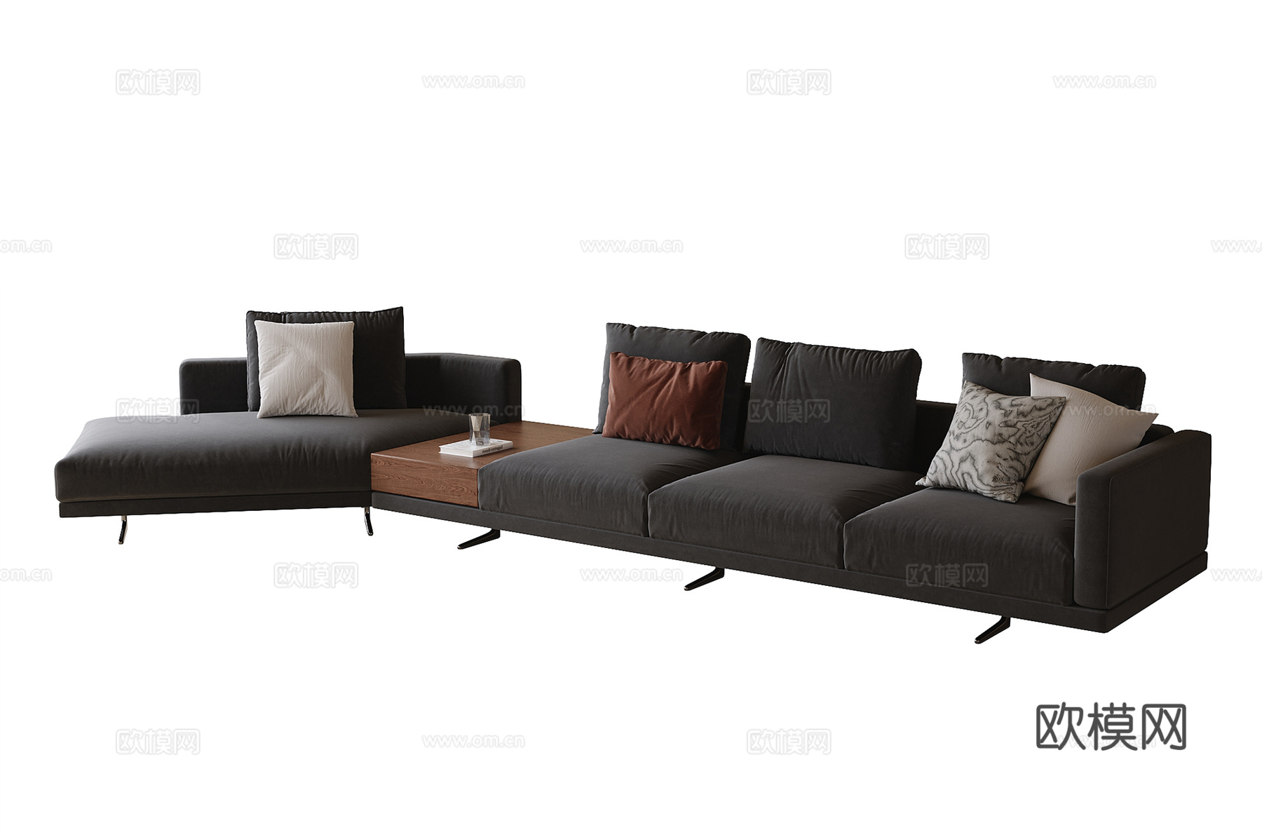 现代多人沙发 转角沙发su模型