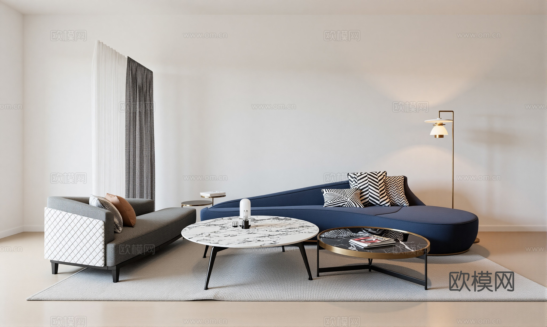 现代沙发组合su模型
