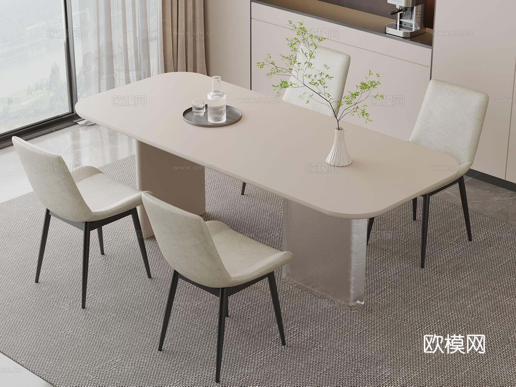 现代餐桌椅su模型