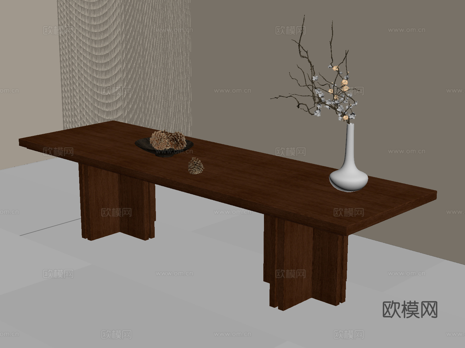 现代中古长凳 换鞋凳 凳子 木凳su模型