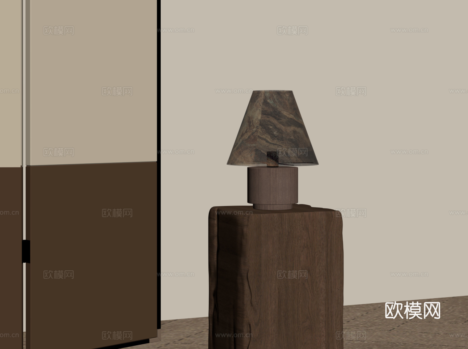 现代中古风台灯su模型