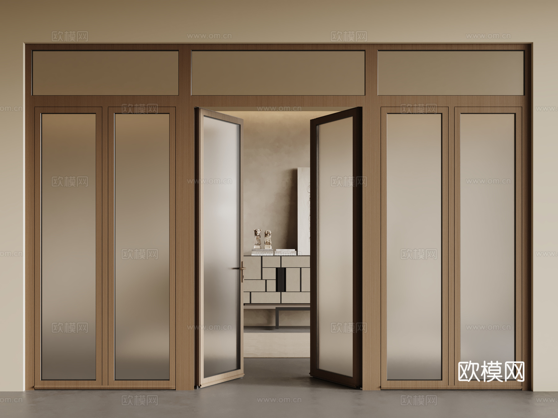 现代玻璃推拉门 长虹玻璃门 玻璃移门 折叠门su模型