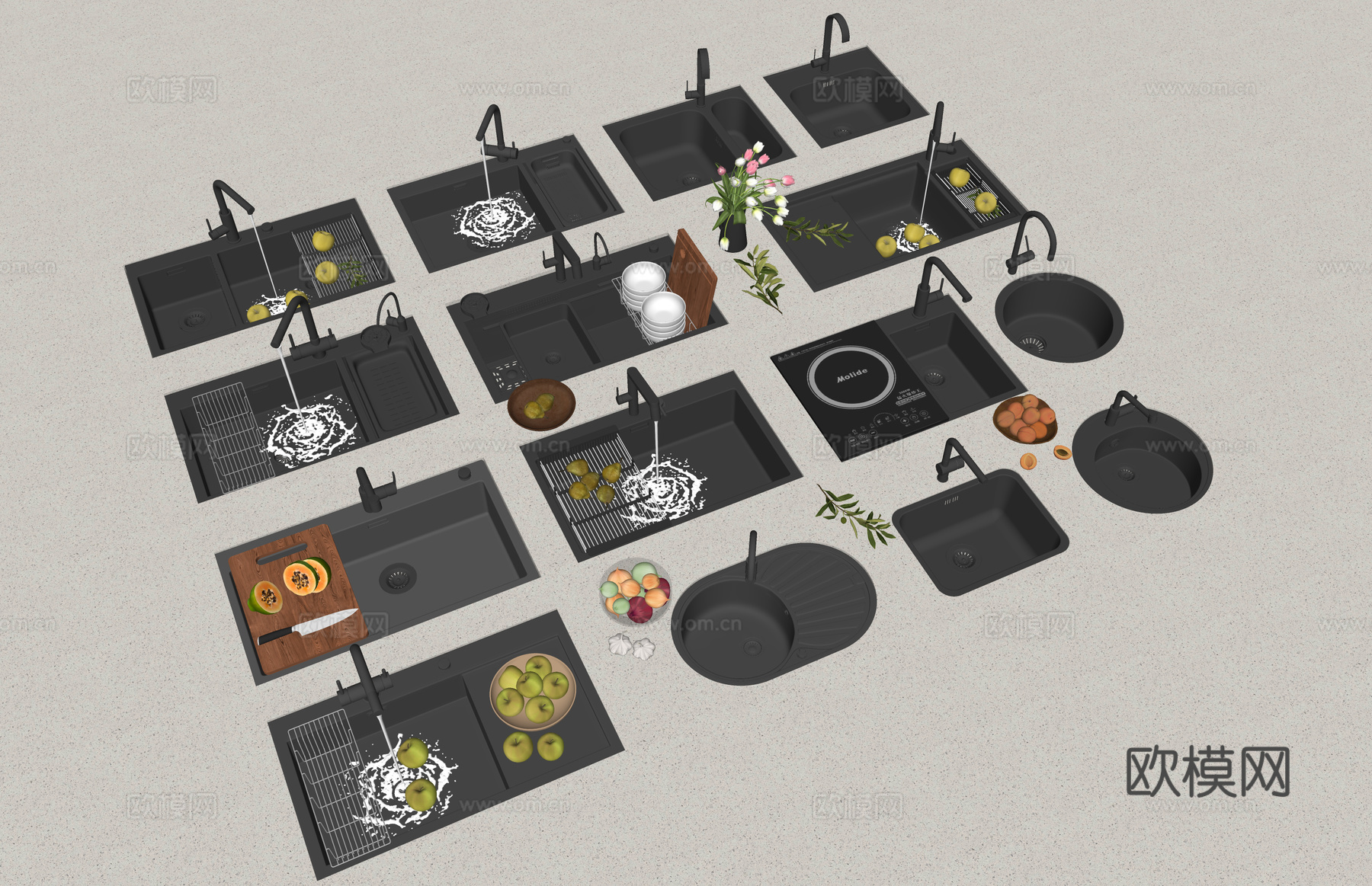 家具 电器 灯 燃气灶 冰箱 油烟机 微波炉 电视 电脑su模型