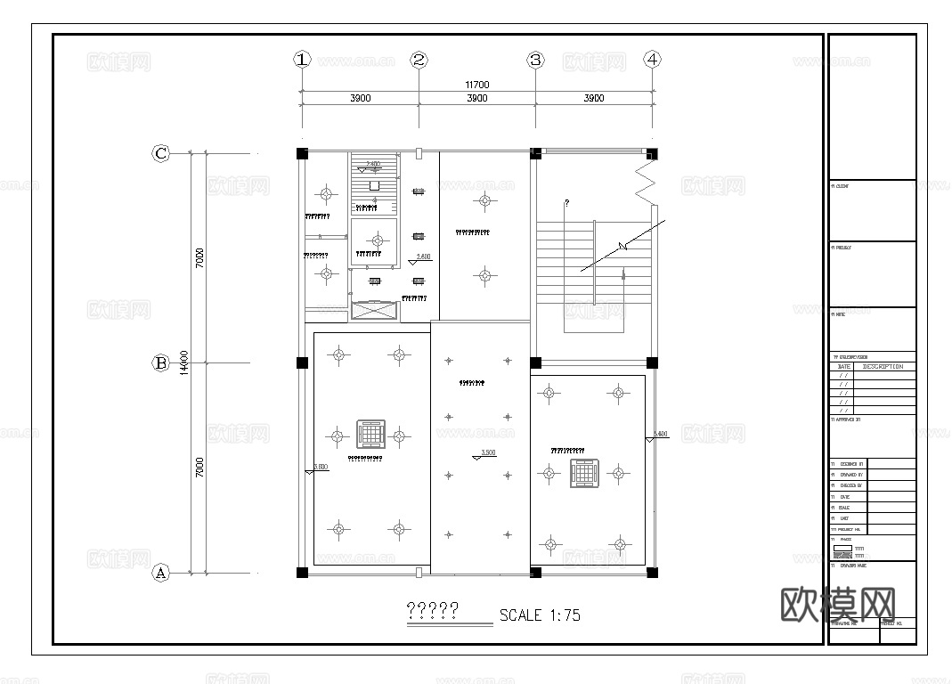 最新完整版理发店施工图合集cad施工图