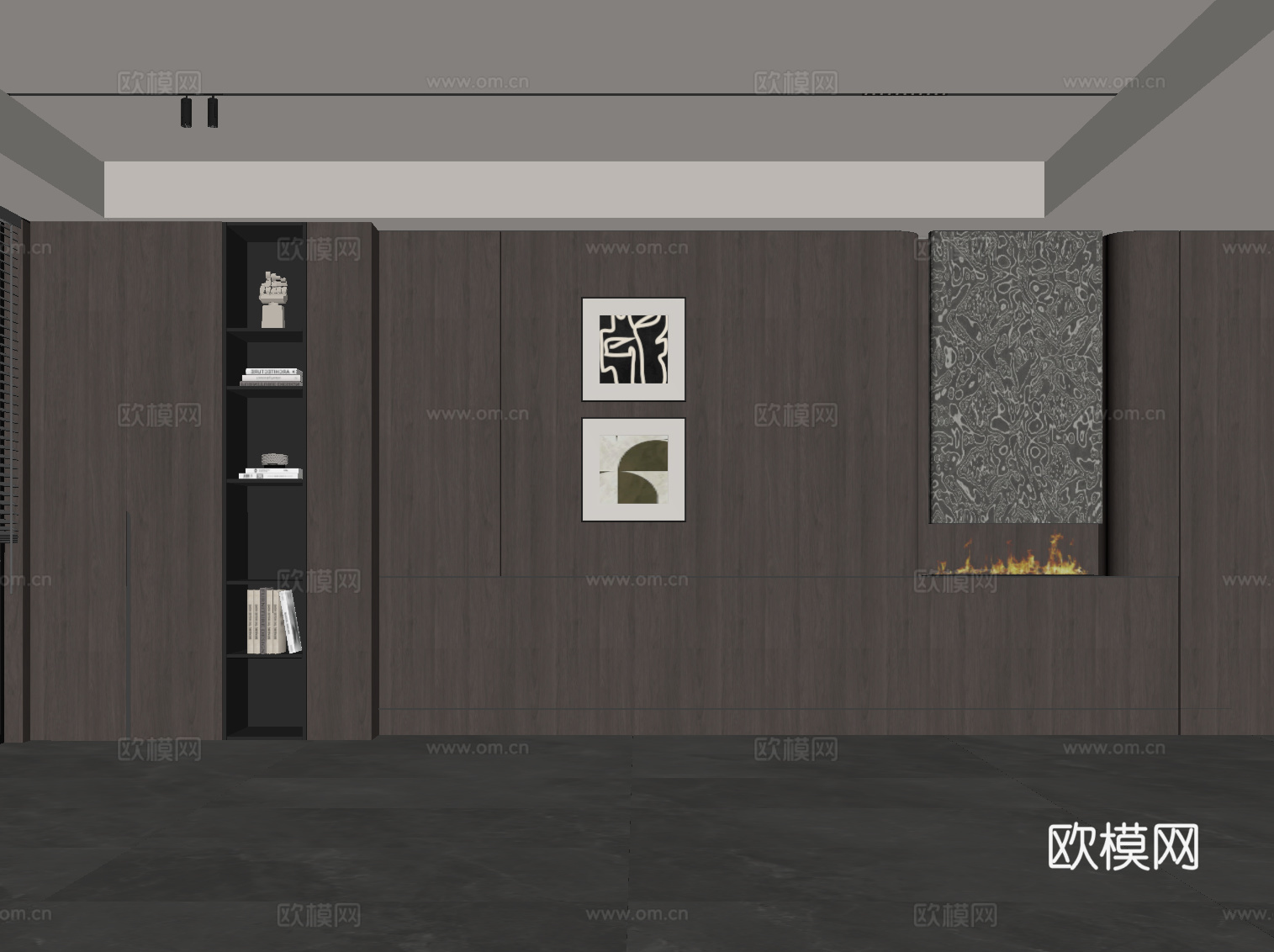 现代意式背景墙su模型