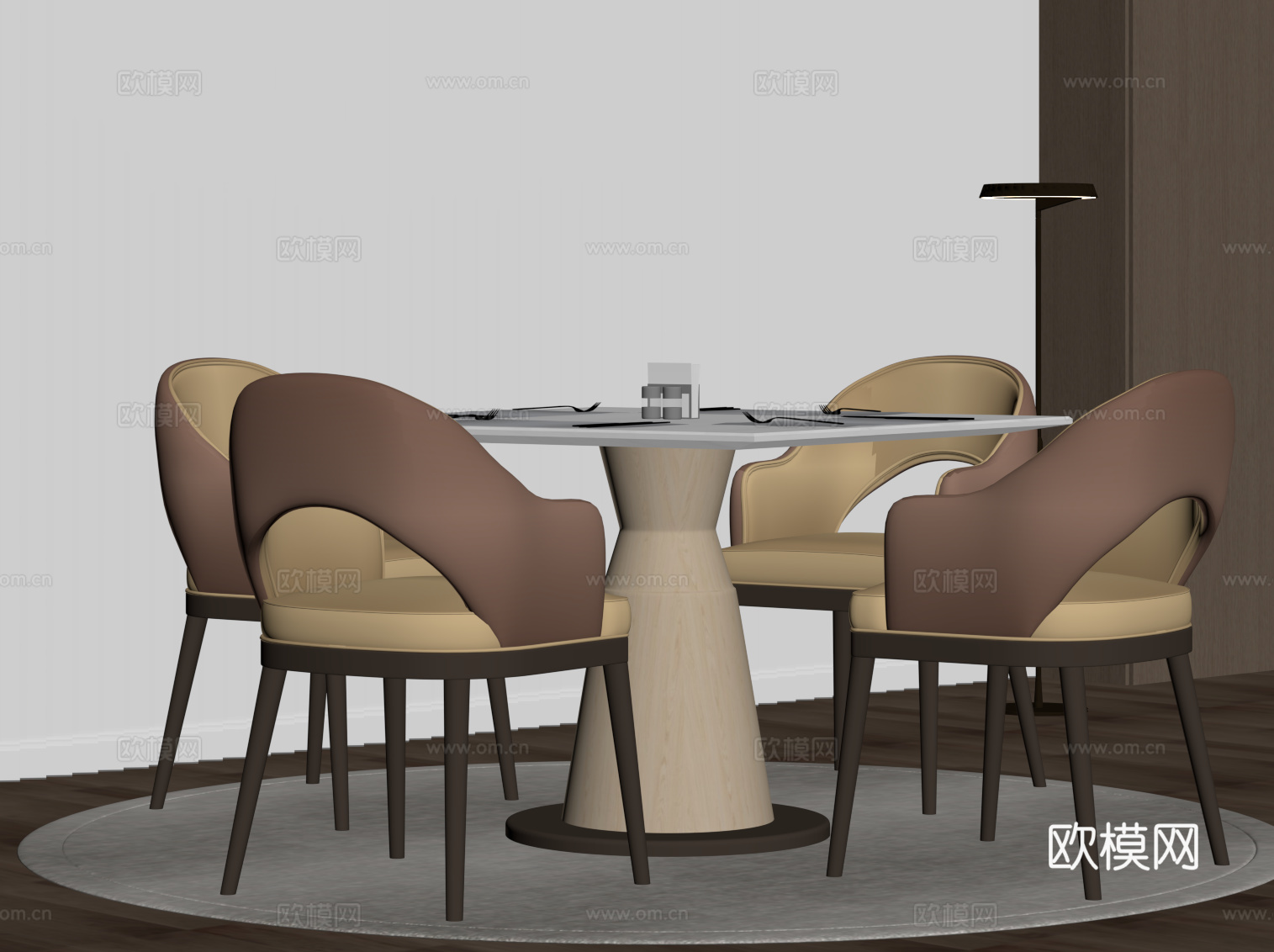 现代餐桌椅 洽谈桌椅su模型
