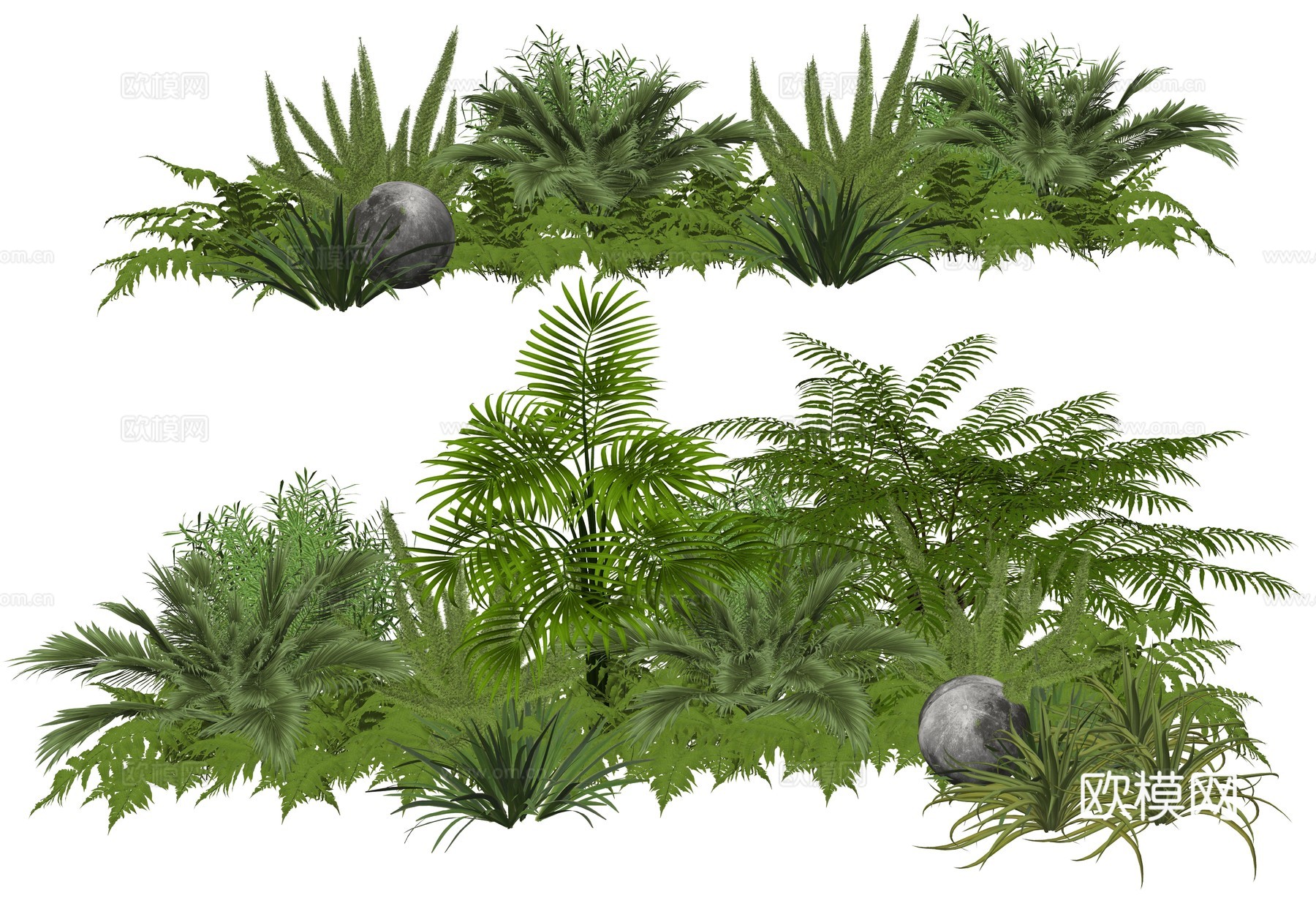 现代室内植物堆造景组合su模型