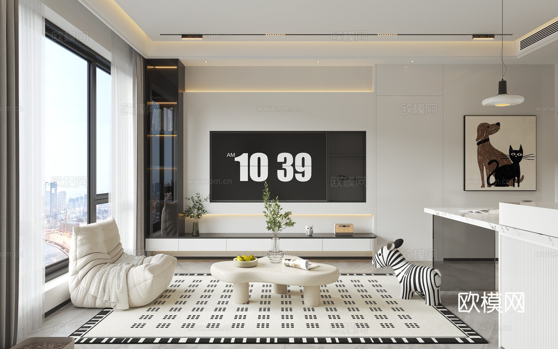 奶油客餐厅3d模型下载（渲染图2）