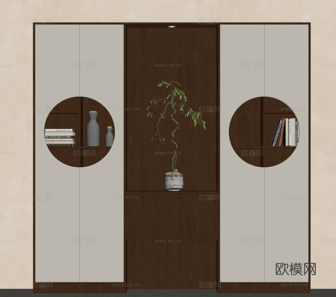 新中式玄关柜 书柜su模型
