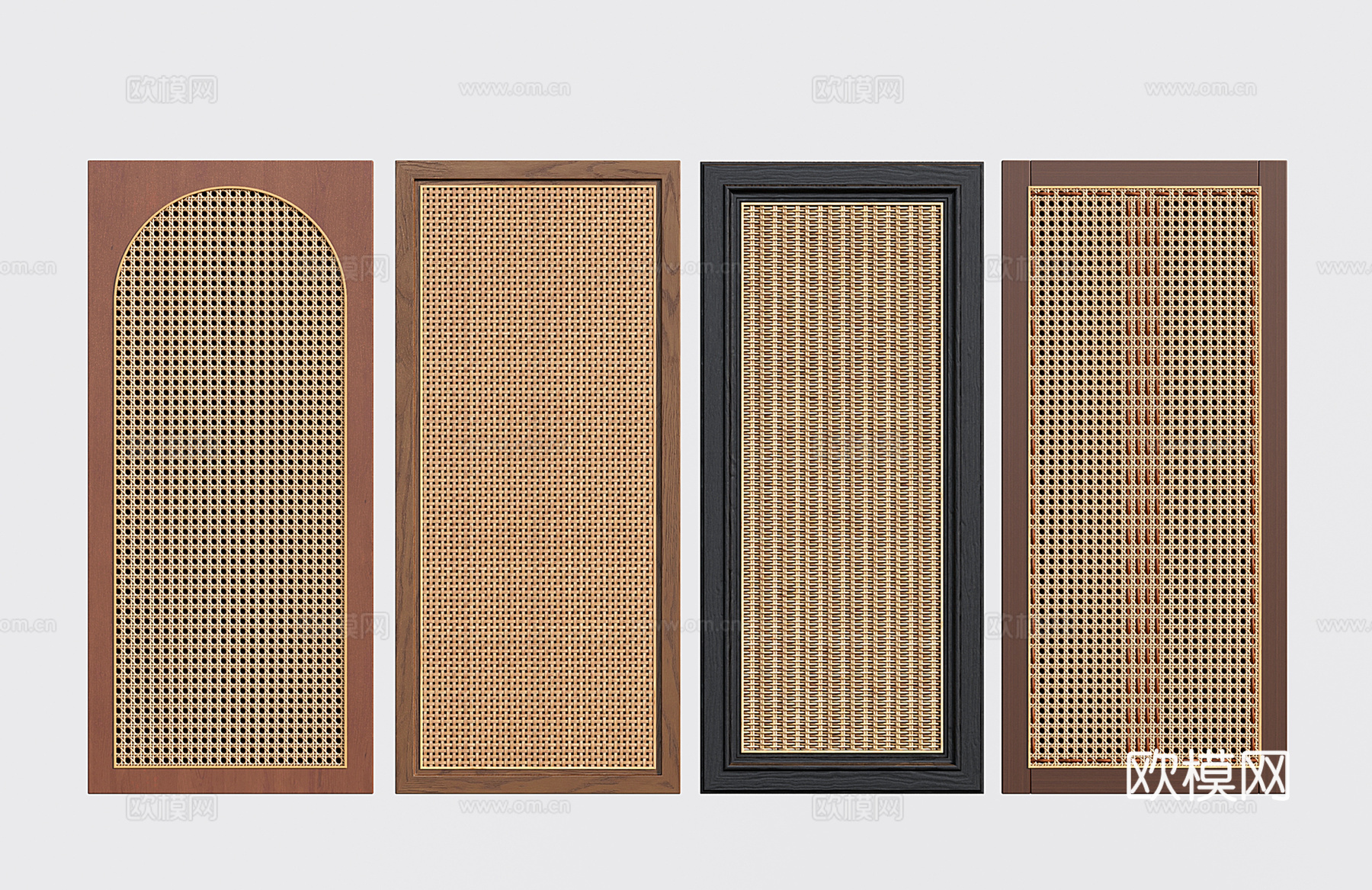 中古侘寂衣柜门 门板 藤编衣柜门 竹编柜门su模型