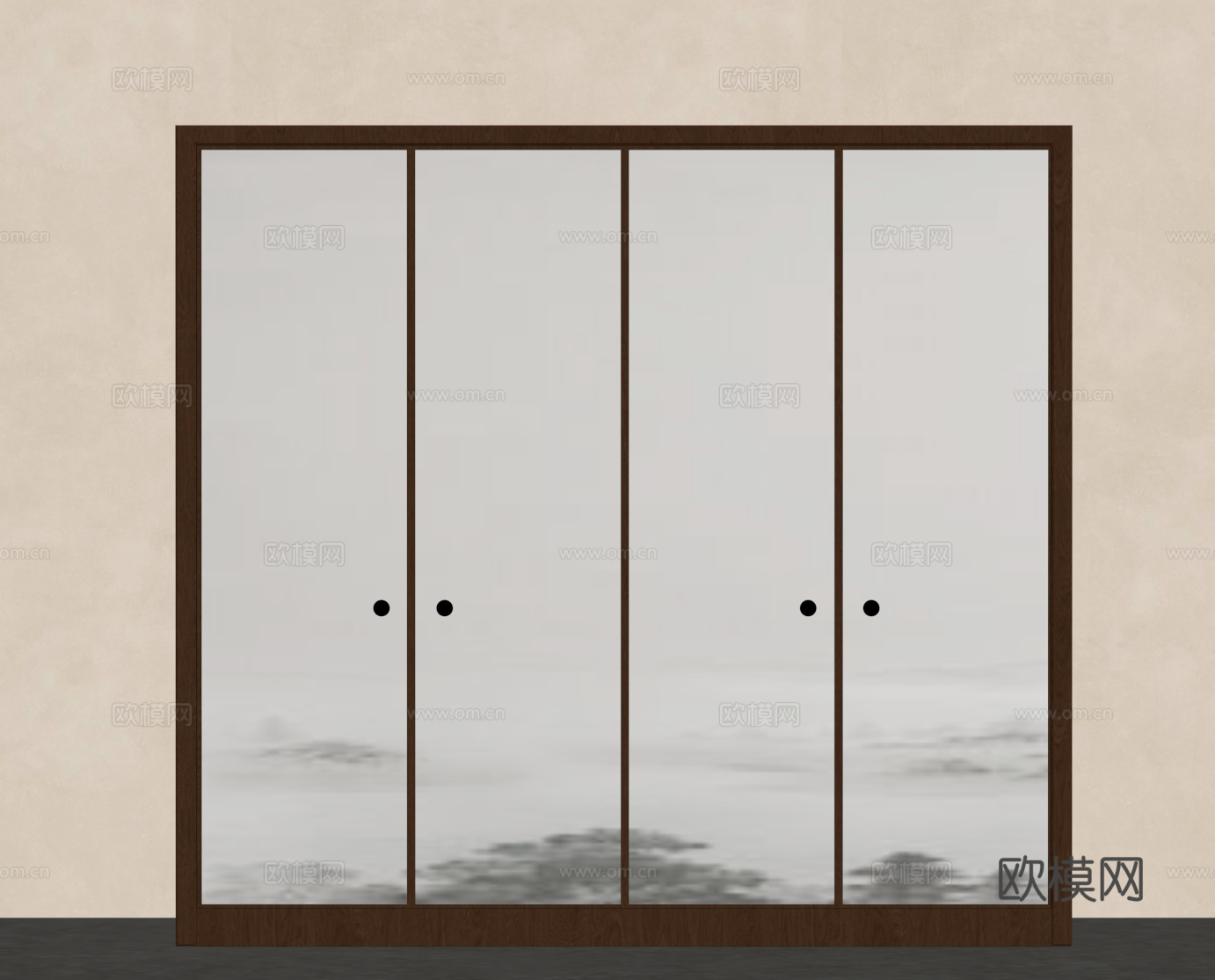 新中式衣柜su模型