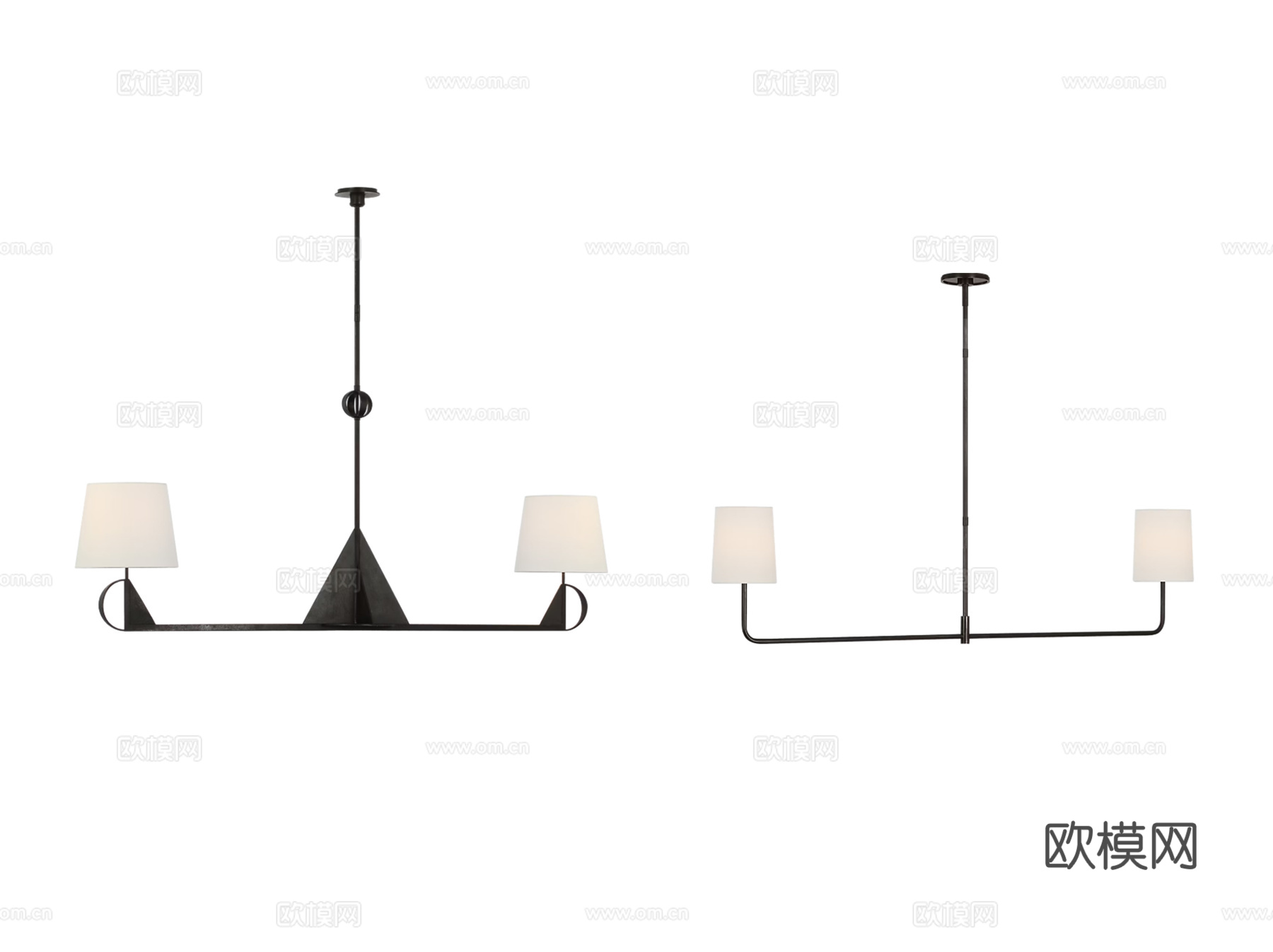 美式线型吊灯 餐厅线型吊灯 餐厅吊灯 金属吊灯 铁艺吊灯su模型