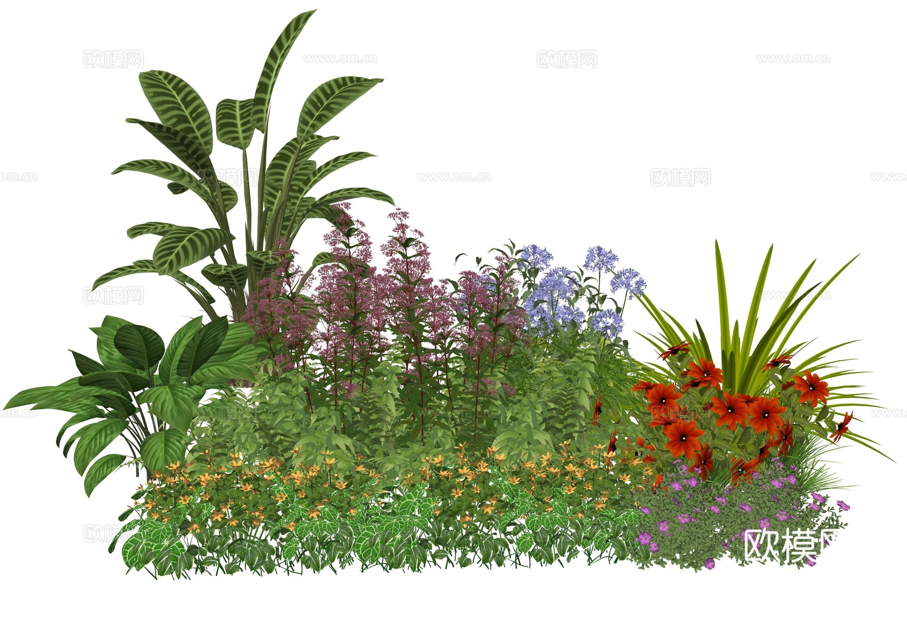 现代室内植物堆造景组合su模型