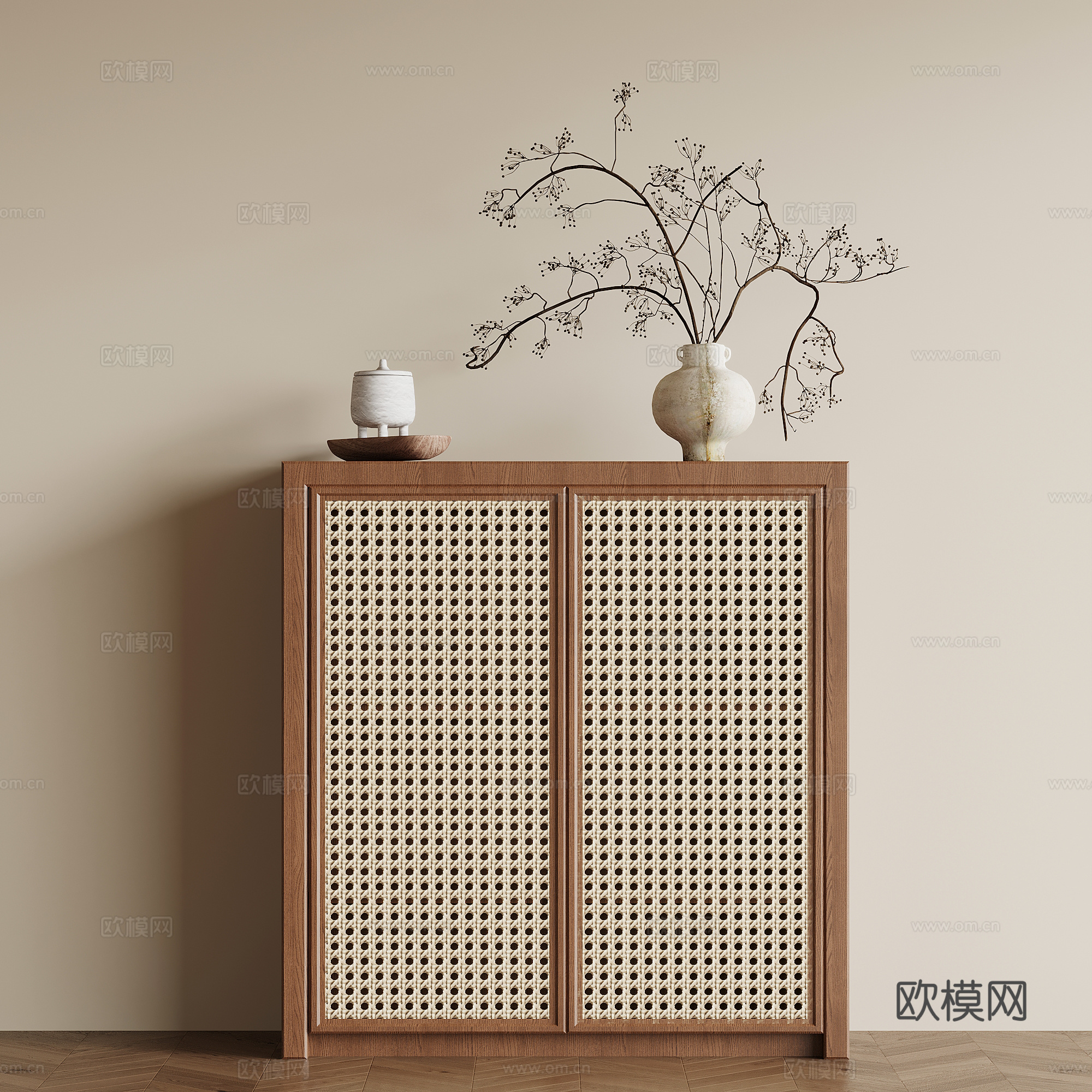 中古风边柜 矮柜 储物柜su模型