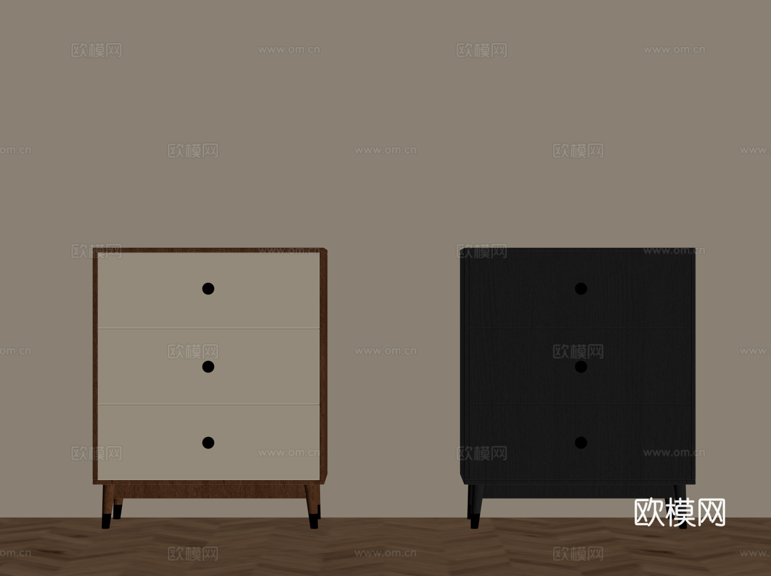 法式中古床头柜 边柜 矮柜su模型