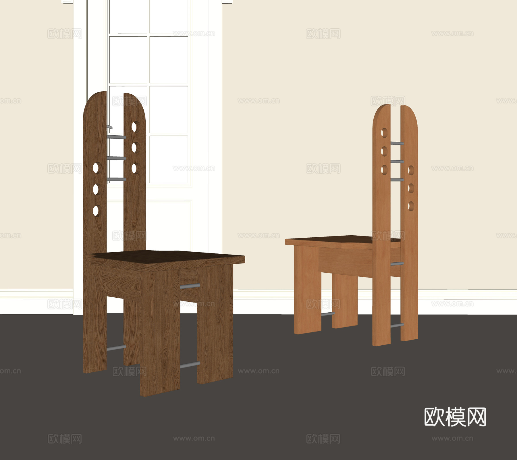 法式中古餐椅su模型