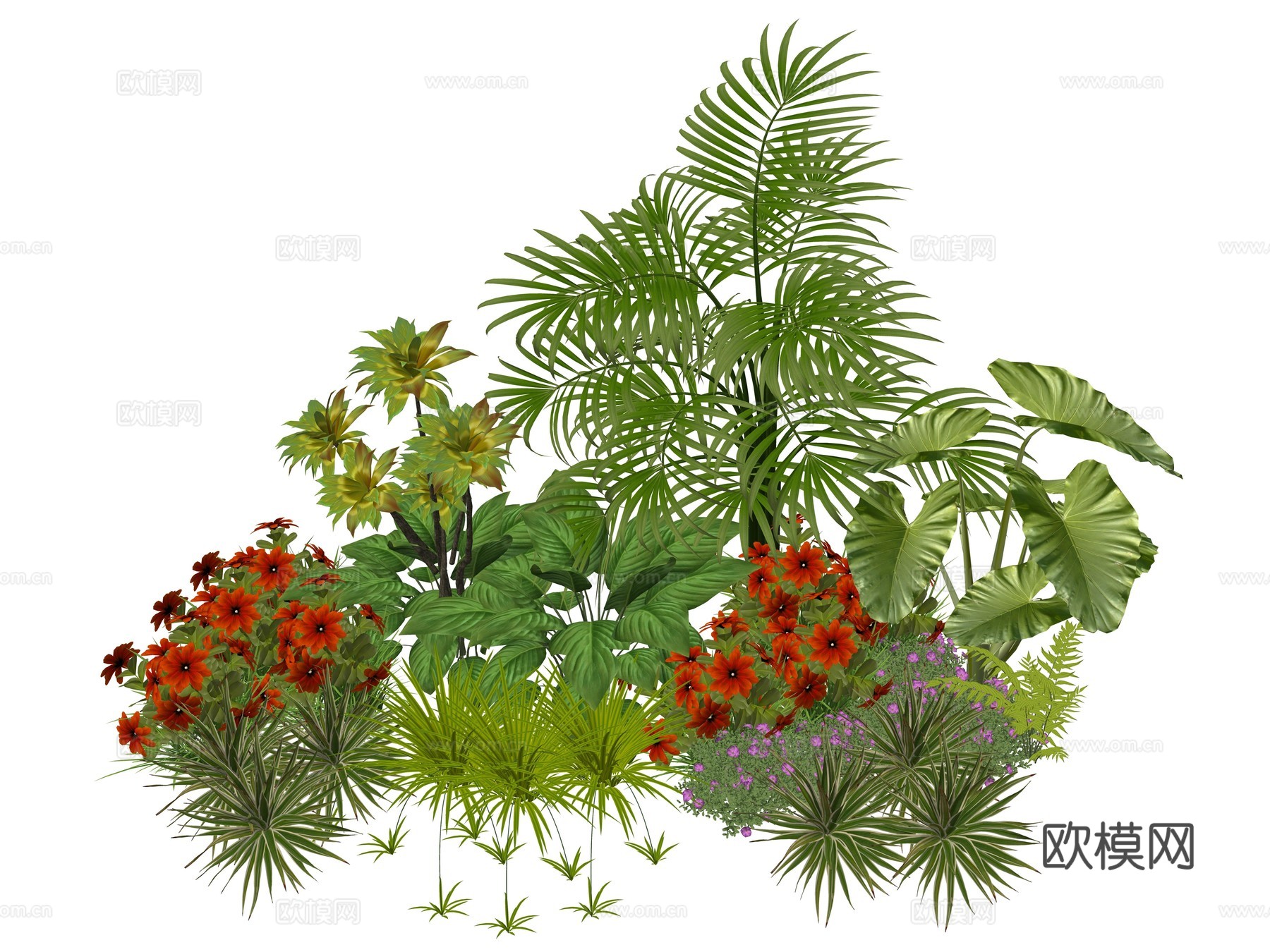 现代室内植物堆造景组合su模型