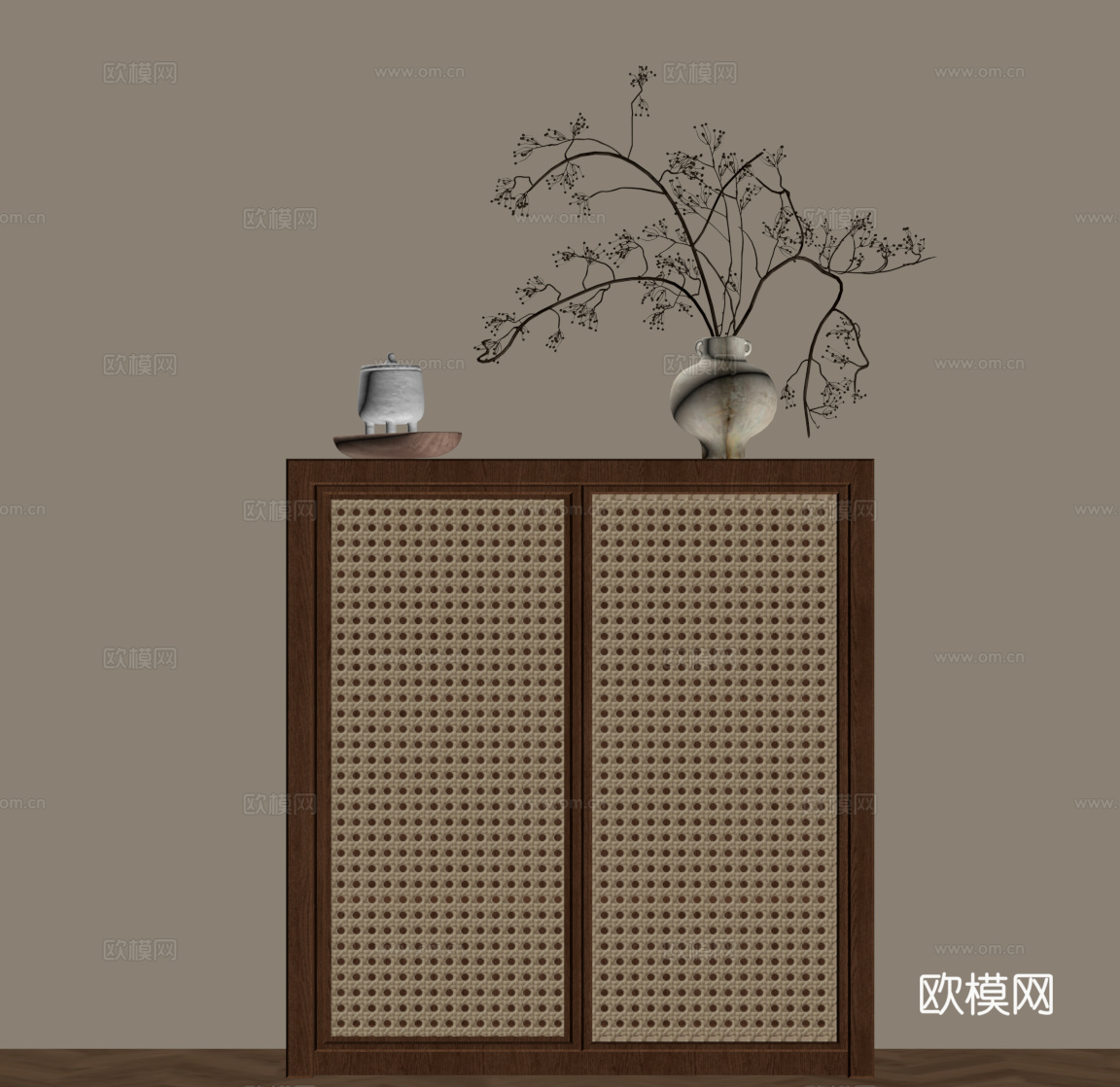 中古风边柜 矮柜 储物柜su模型