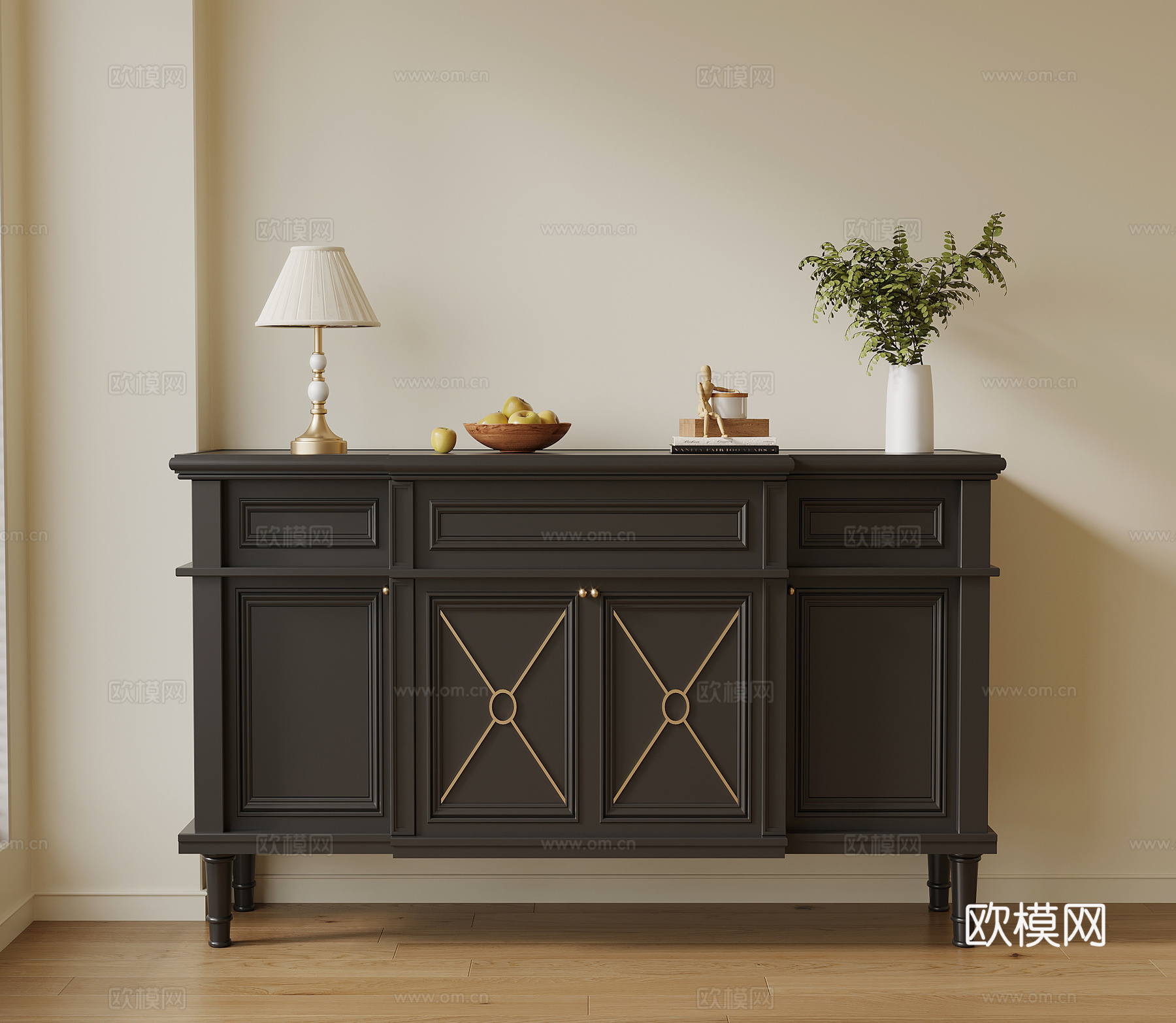 法式玄关柜 边柜矮柜su模型