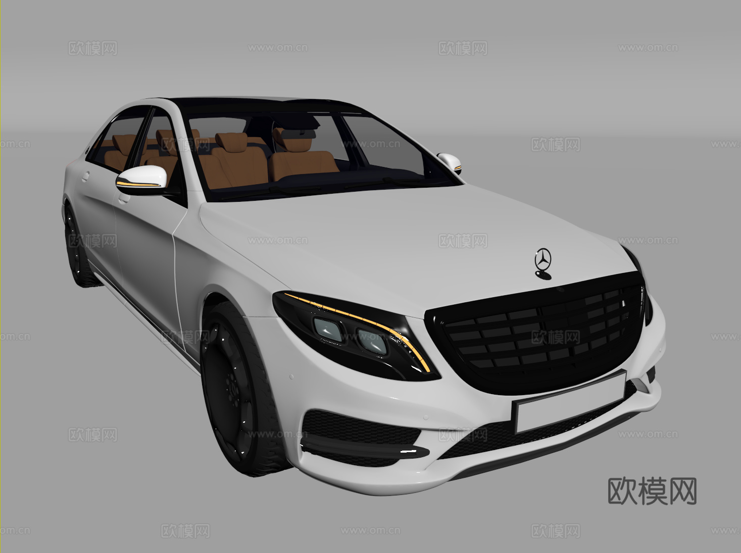 现代汽车 轿车 奔驰E系列 白色汽车su模型