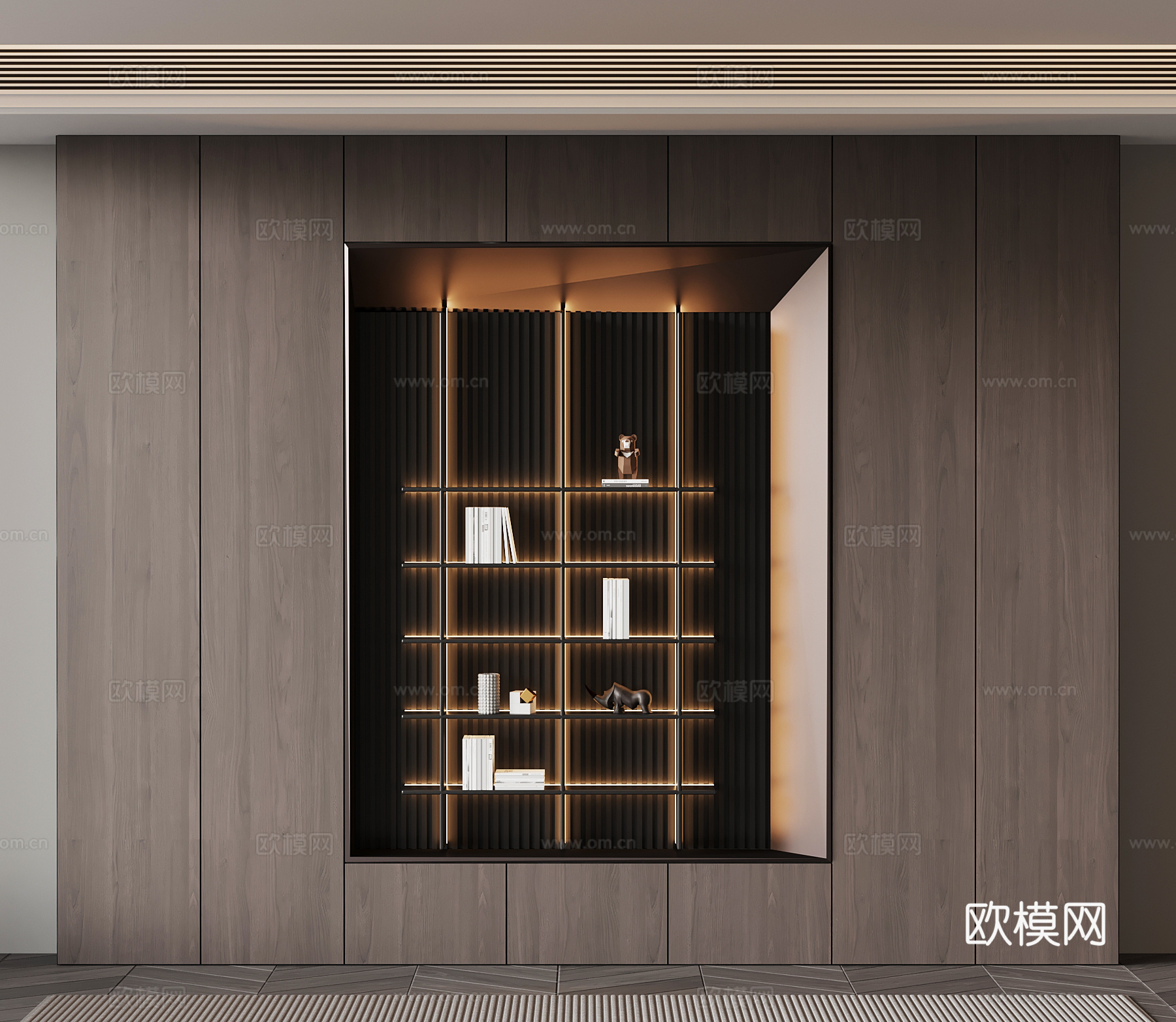 现代意式书柜 置物柜su模型