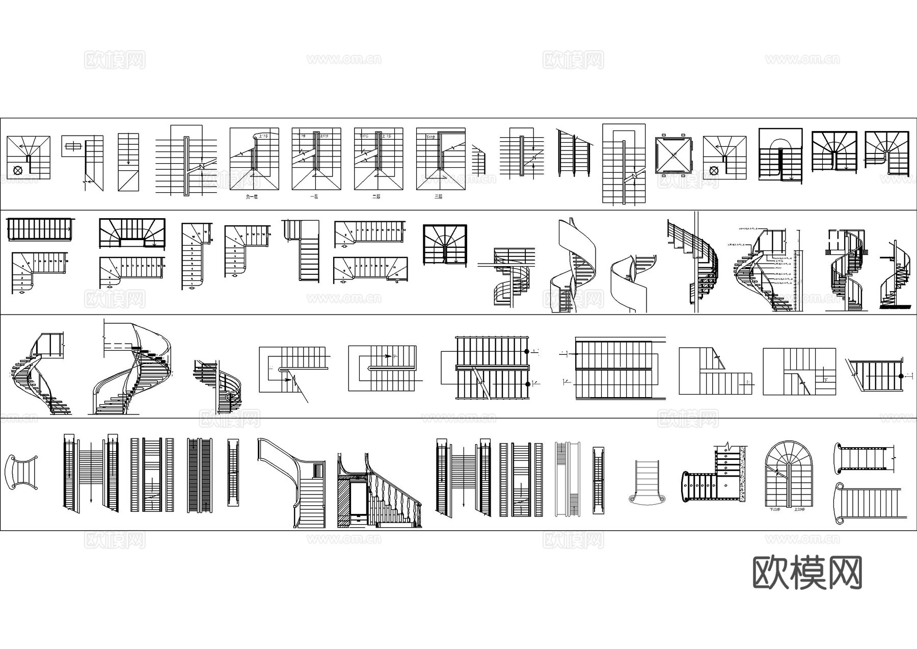 最全楼梯平立面CAD图库cad施工图