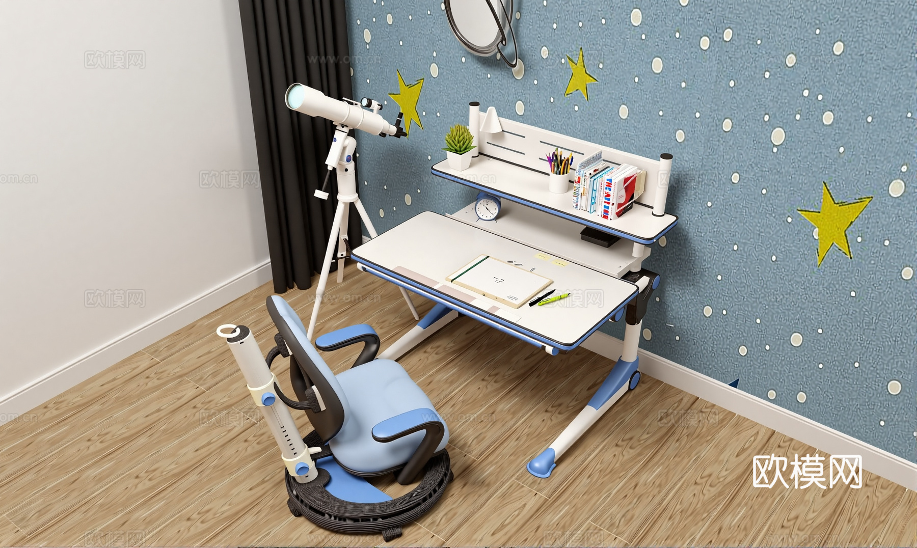 现代儿童书桌椅su模型