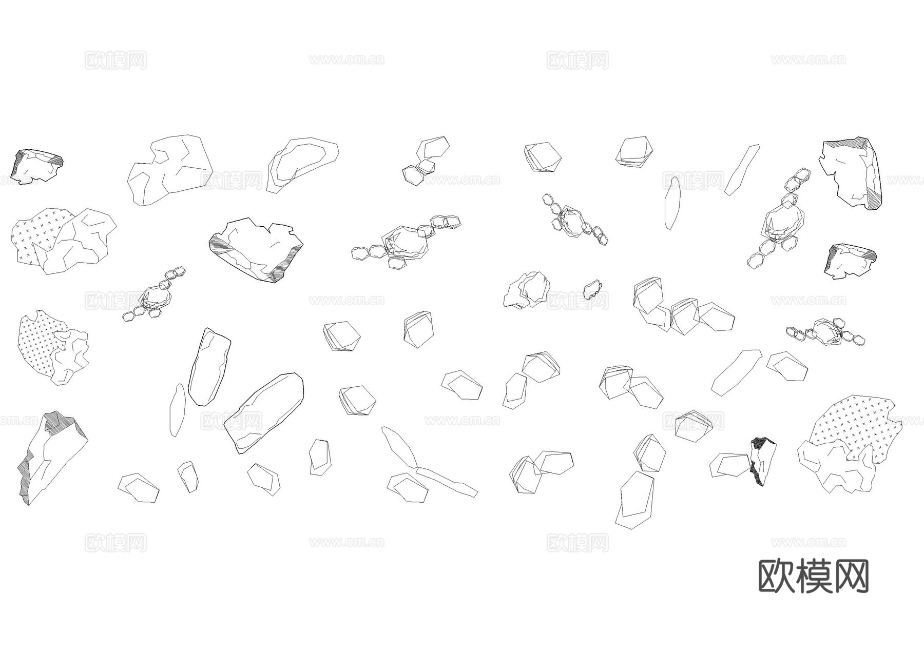 庭院日式枯山水景观小品cad图块cad施工图