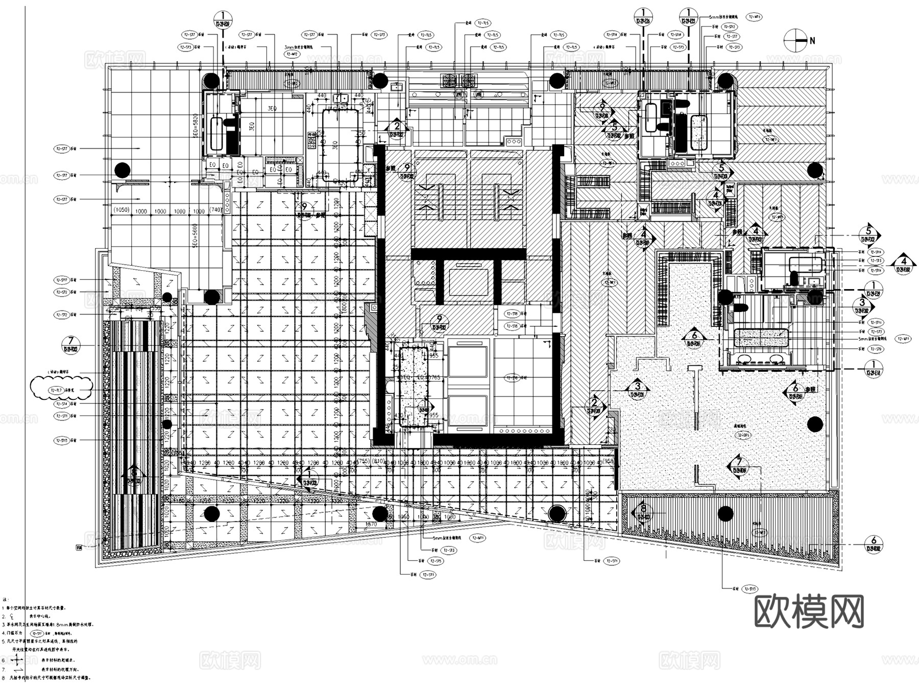深圳湾一号T2-29样板房室内家装CAD施工图整套+文本cad施工图