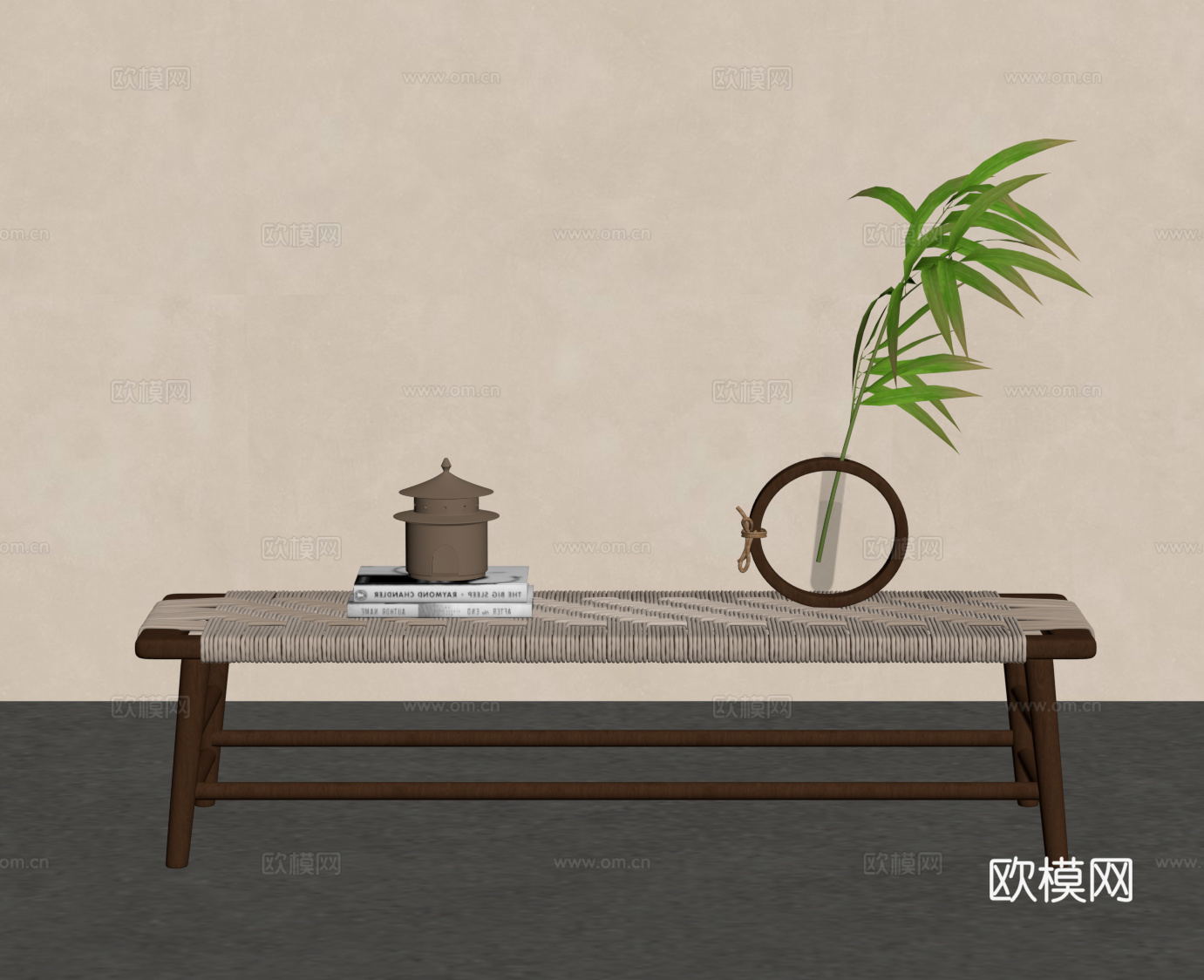 新中式长凳 换鞋凳su模型