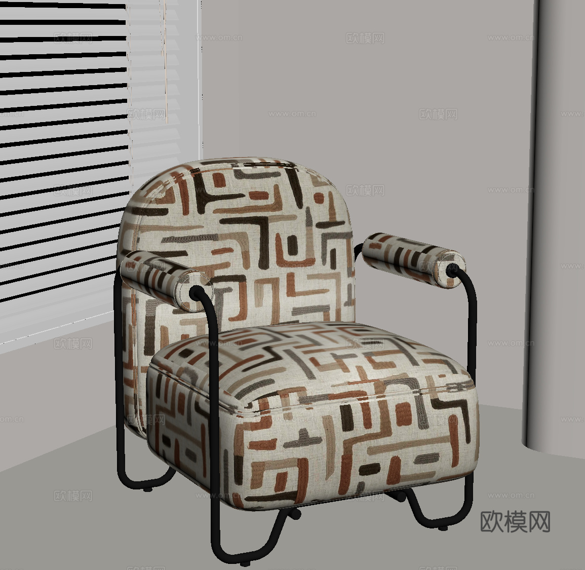 法式复古单人沙发 休闲沙发su模型