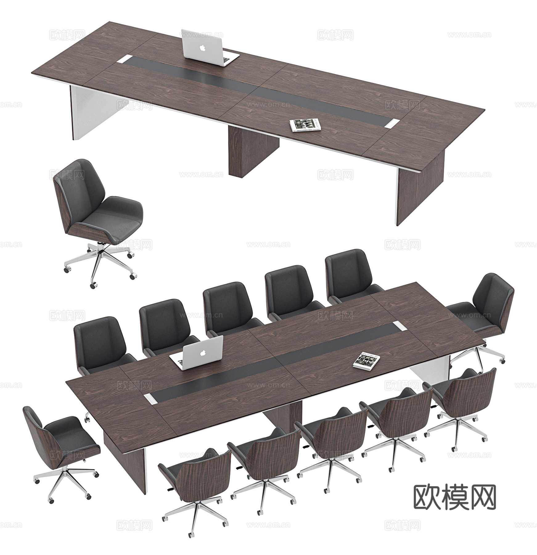 现代会议桌 洽谈桌 会议椅 办公桌 实木会议桌 洽谈椅 培训su模型