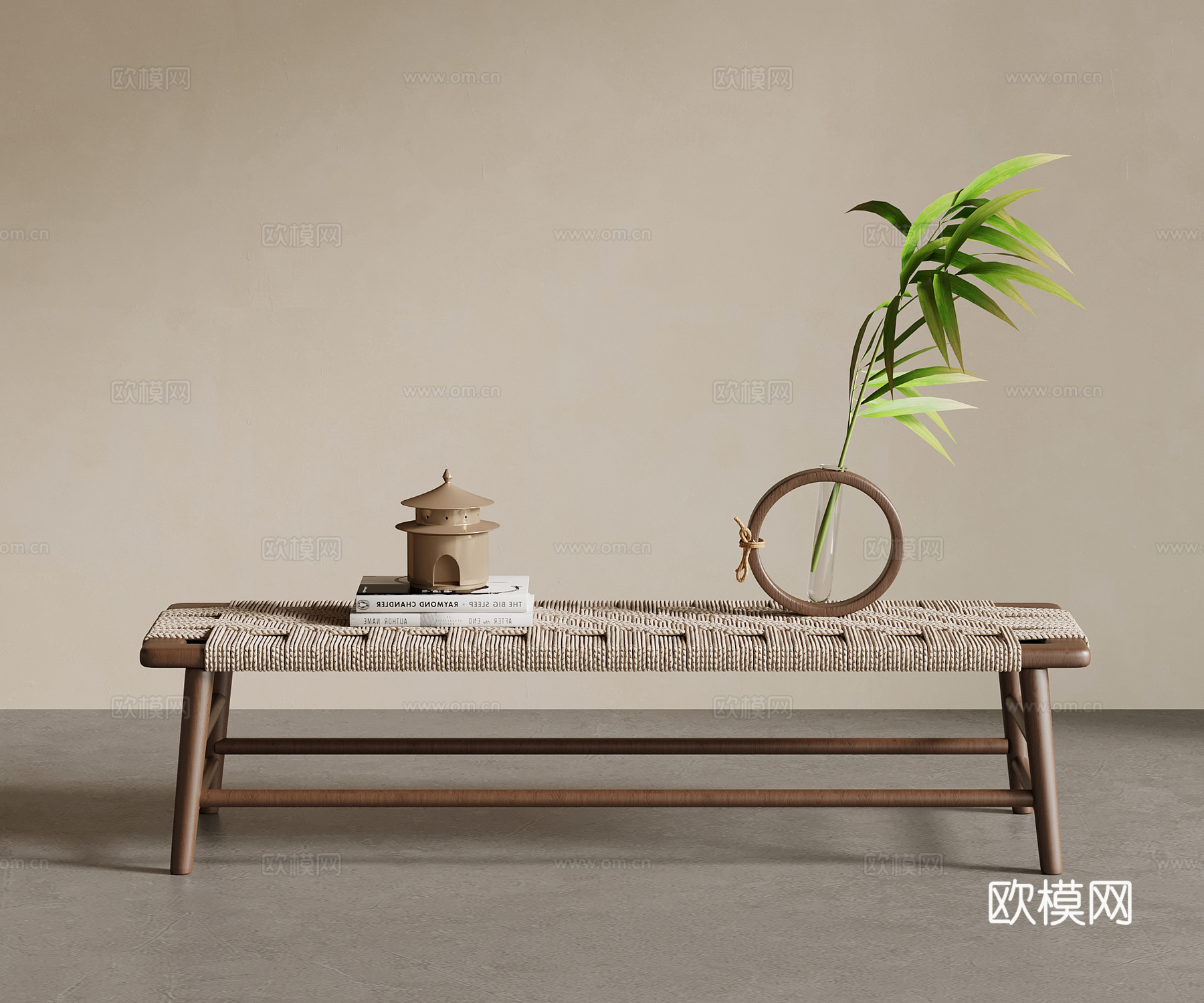 新中式长凳 换鞋凳su模型