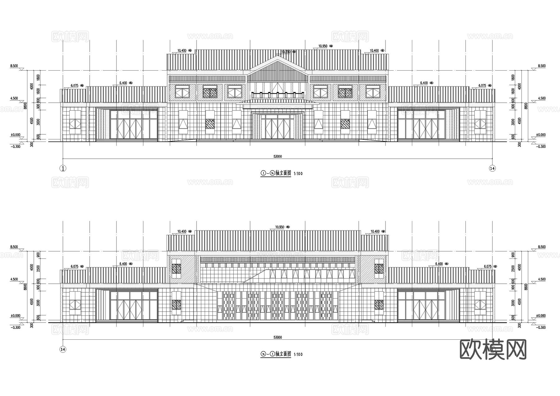 游客中心建筑施工图cad施工图