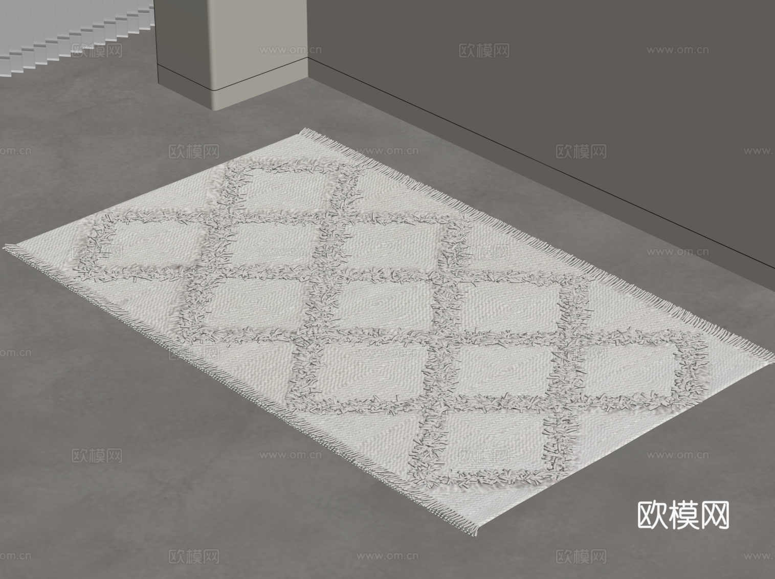 侘寂中古地毯 新中式地毯 流苏地毯su模型