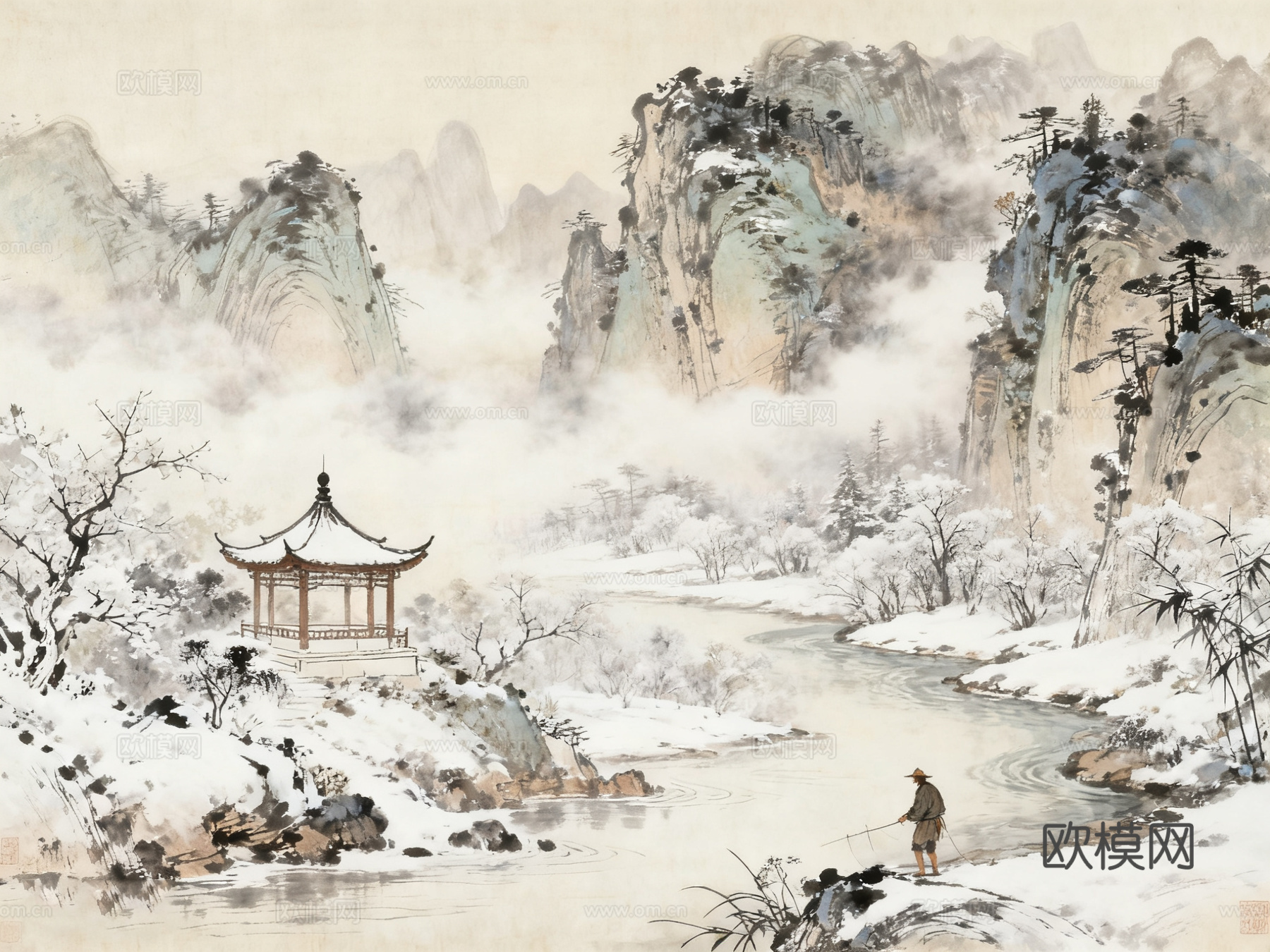 新中式山水壁纸