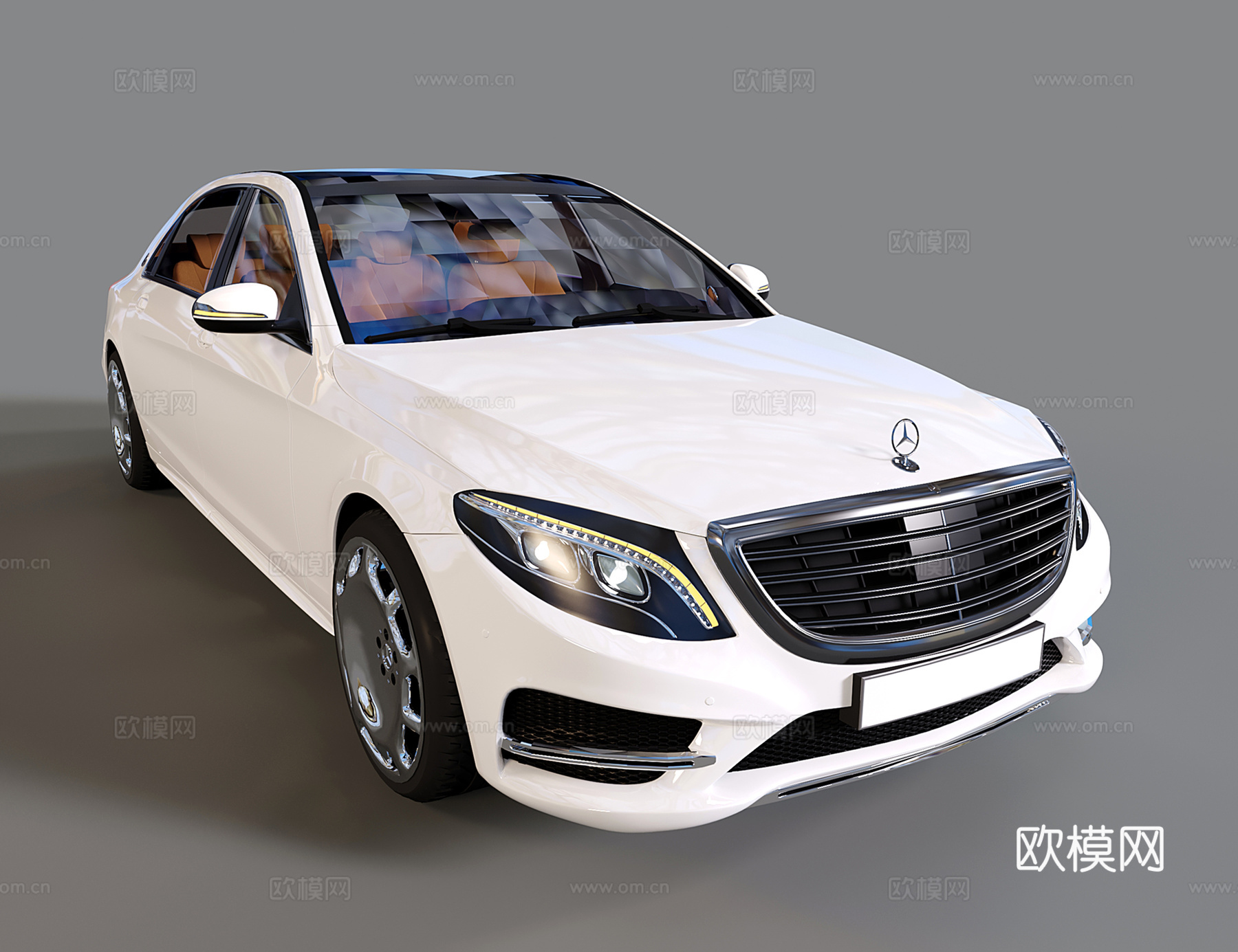 现代汽车 轿车 奔驰E系列 白色汽车su模型