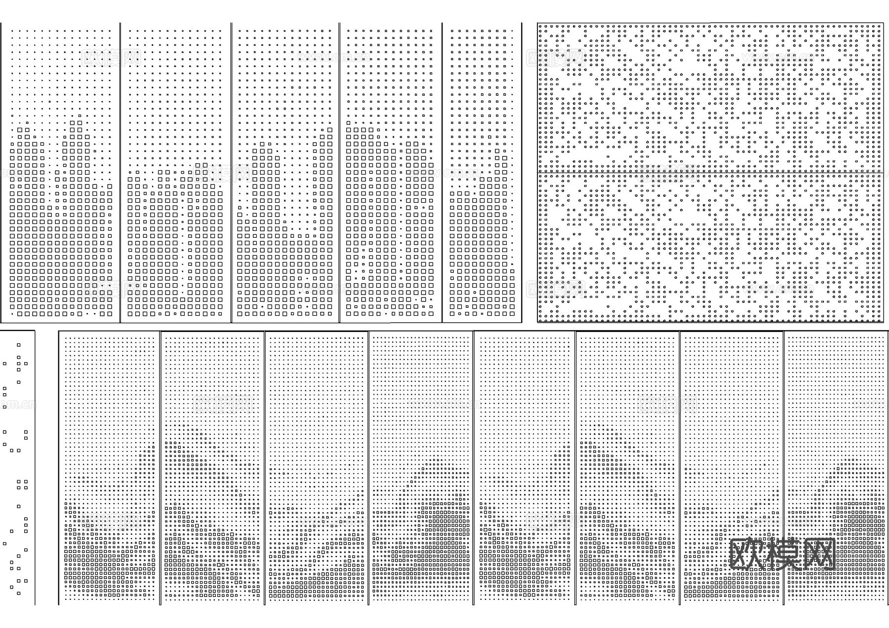 山形铝板金属冲孔板CAD图库cad施工图