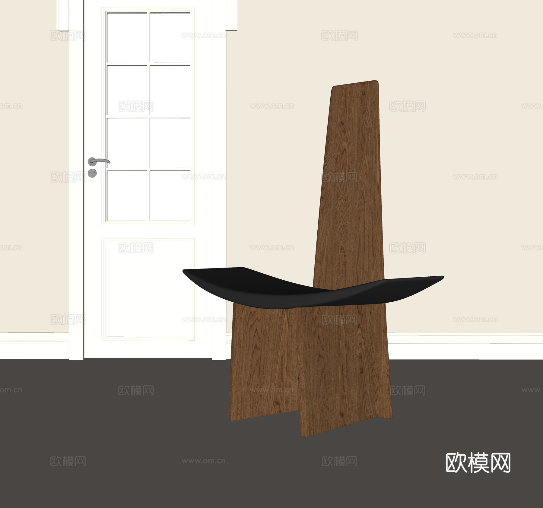 侘寂中古餐椅su模型