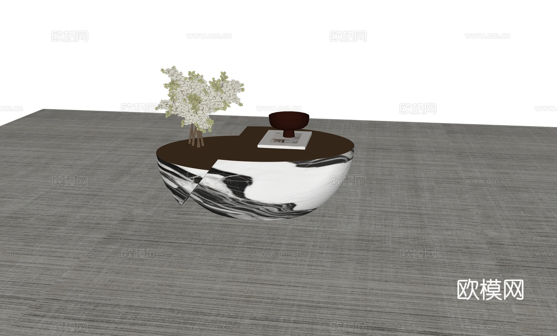 现代石材茶几su模型