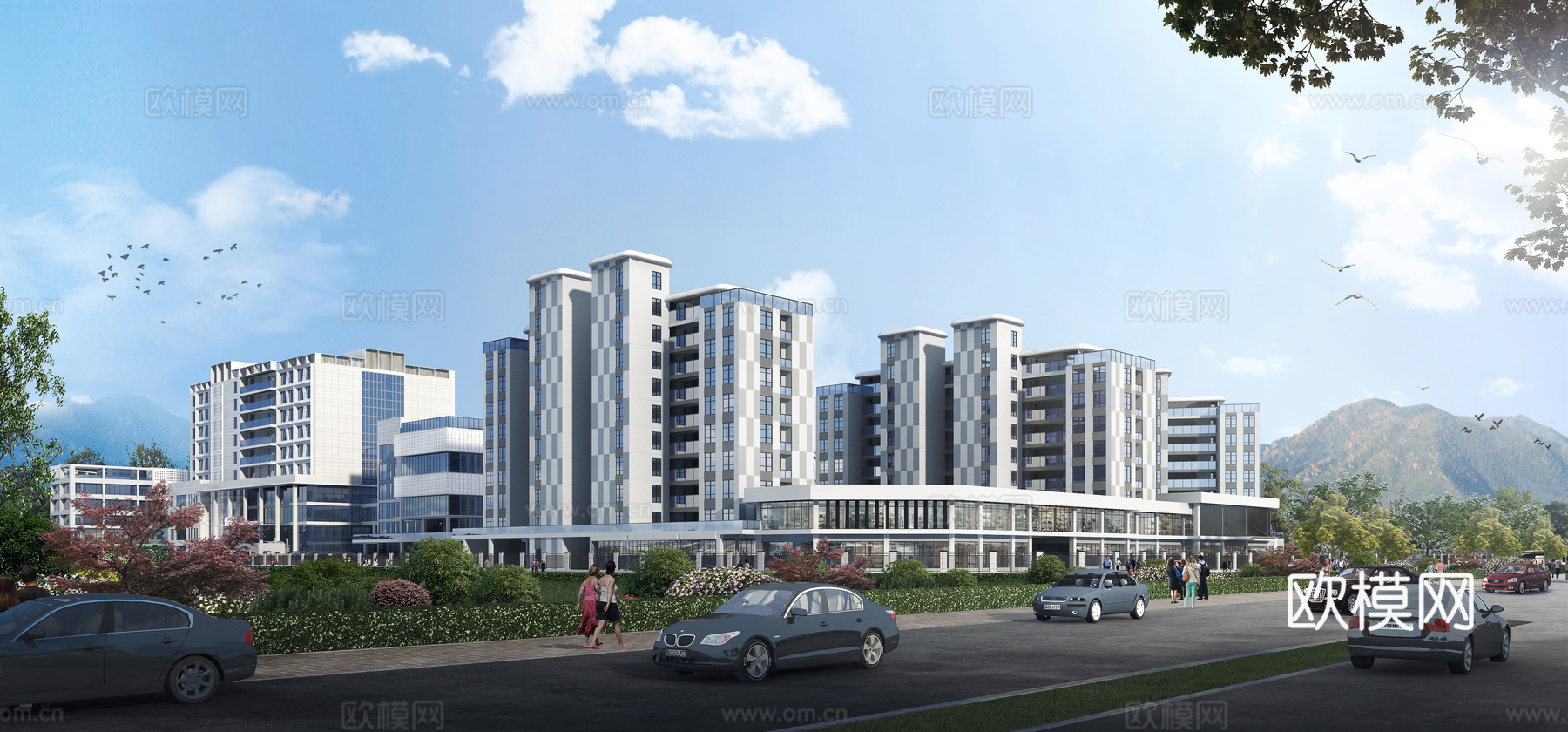 现代 建筑立面 医院模型3d模型下载