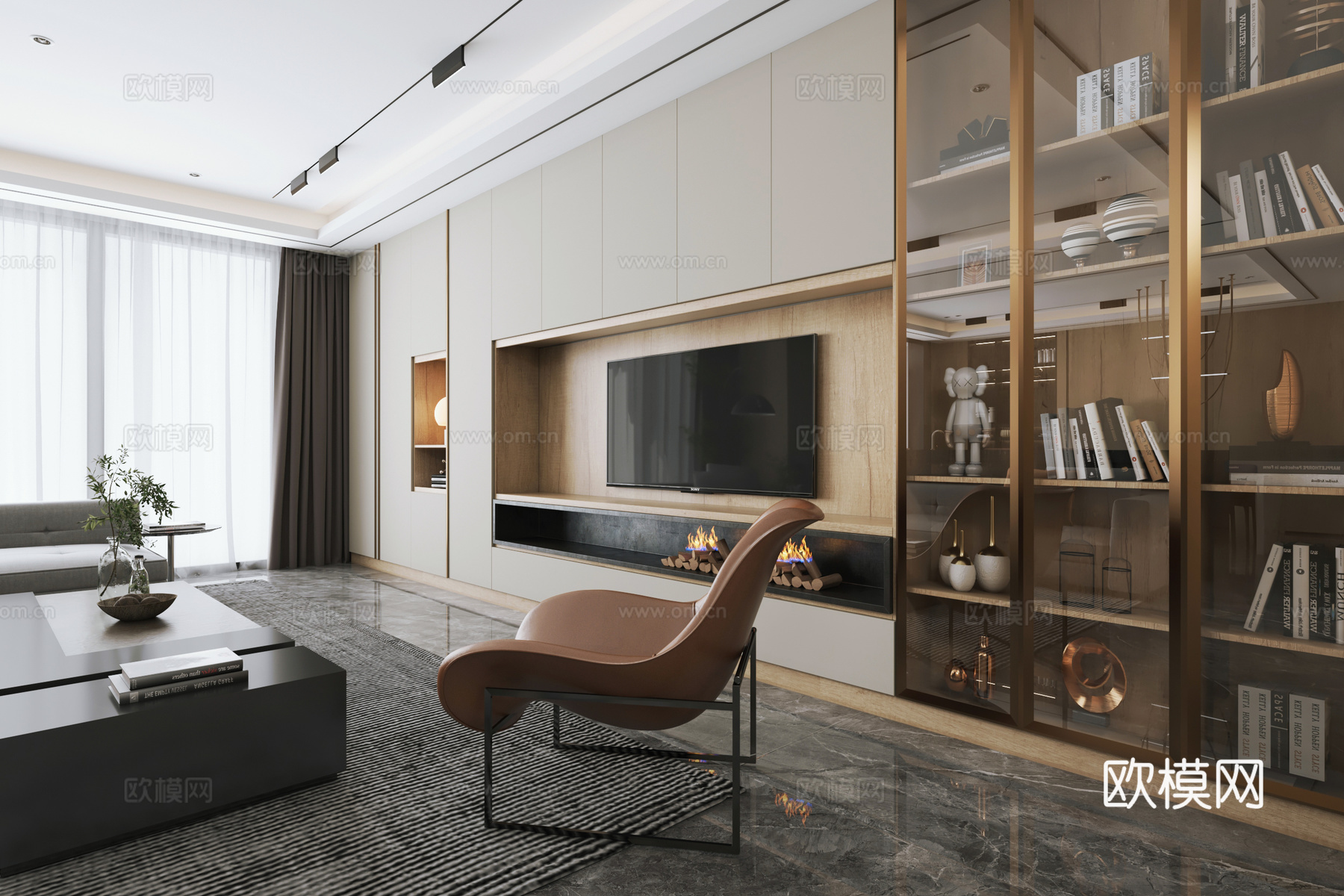 意式客餐厅厨房玄关3d模型下载（渲染图3）