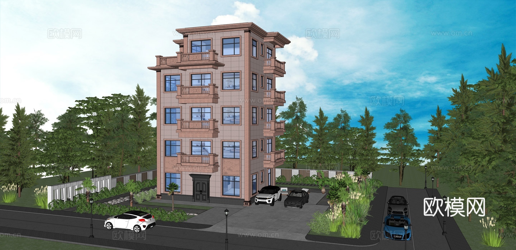 欧式别墅 独栋别墅 别墅su模型