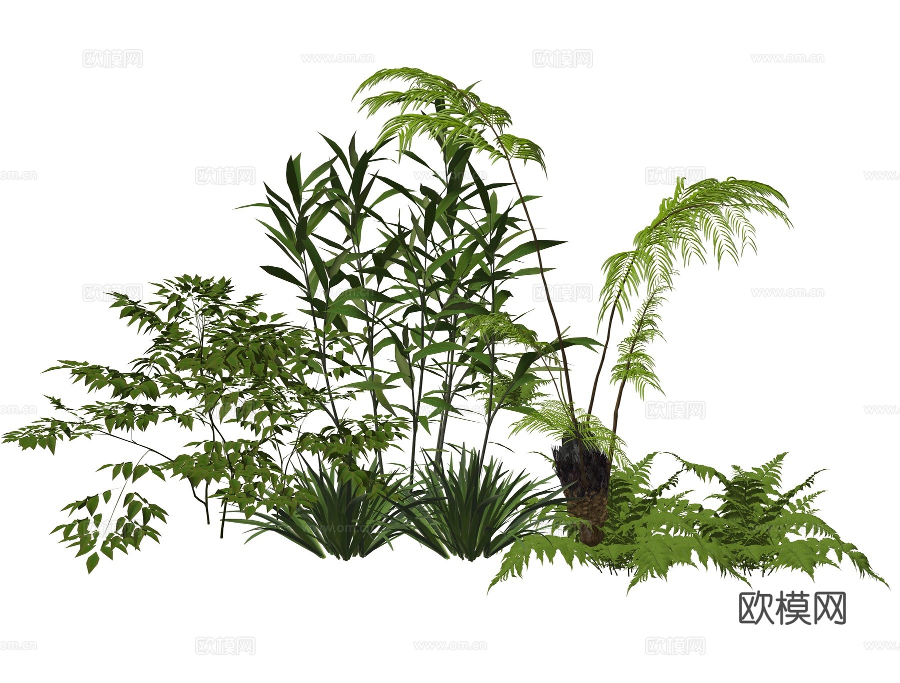 现代室内植物堆造景组合su模型