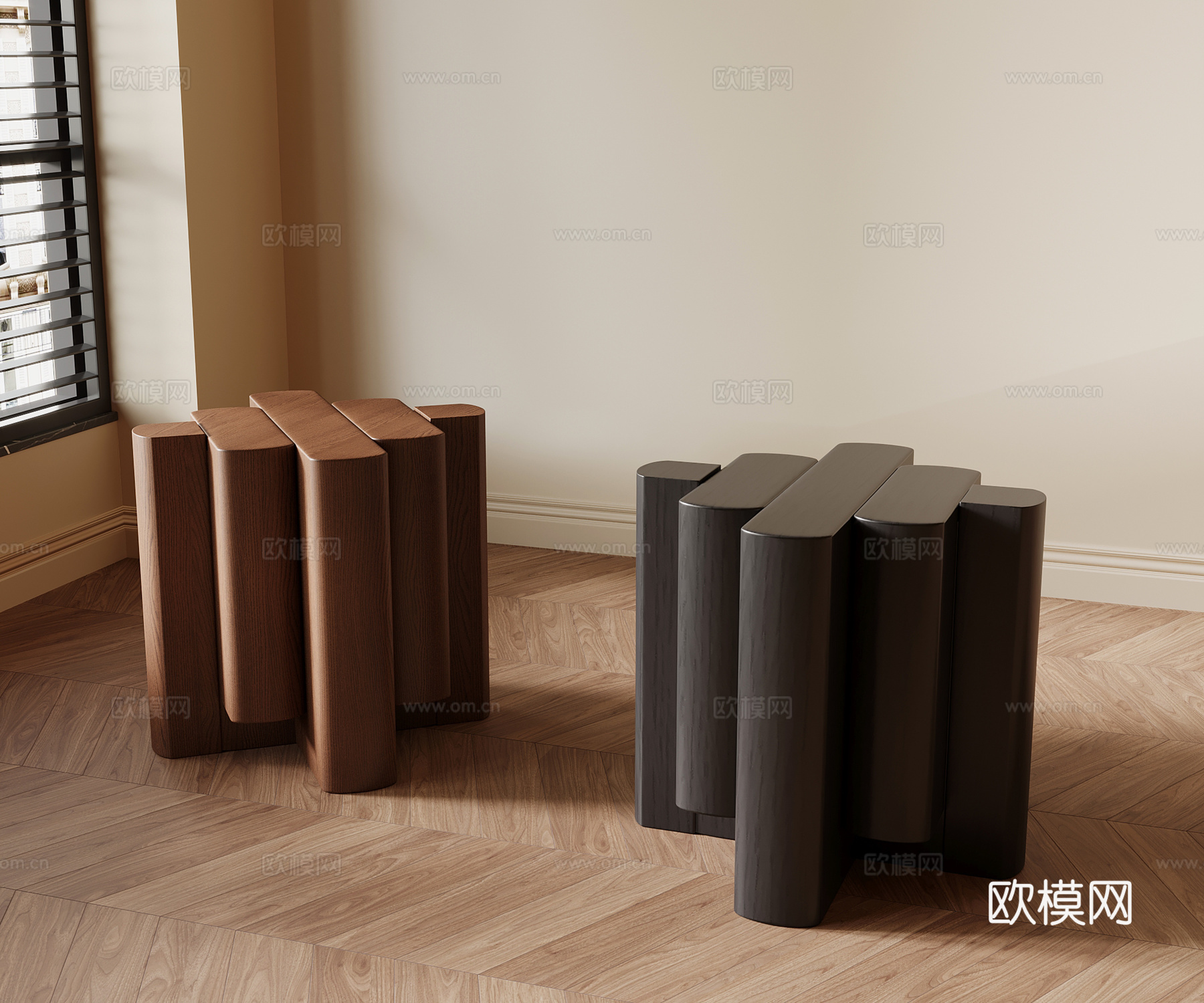 法式中古凳子 边几角几3d模型下载