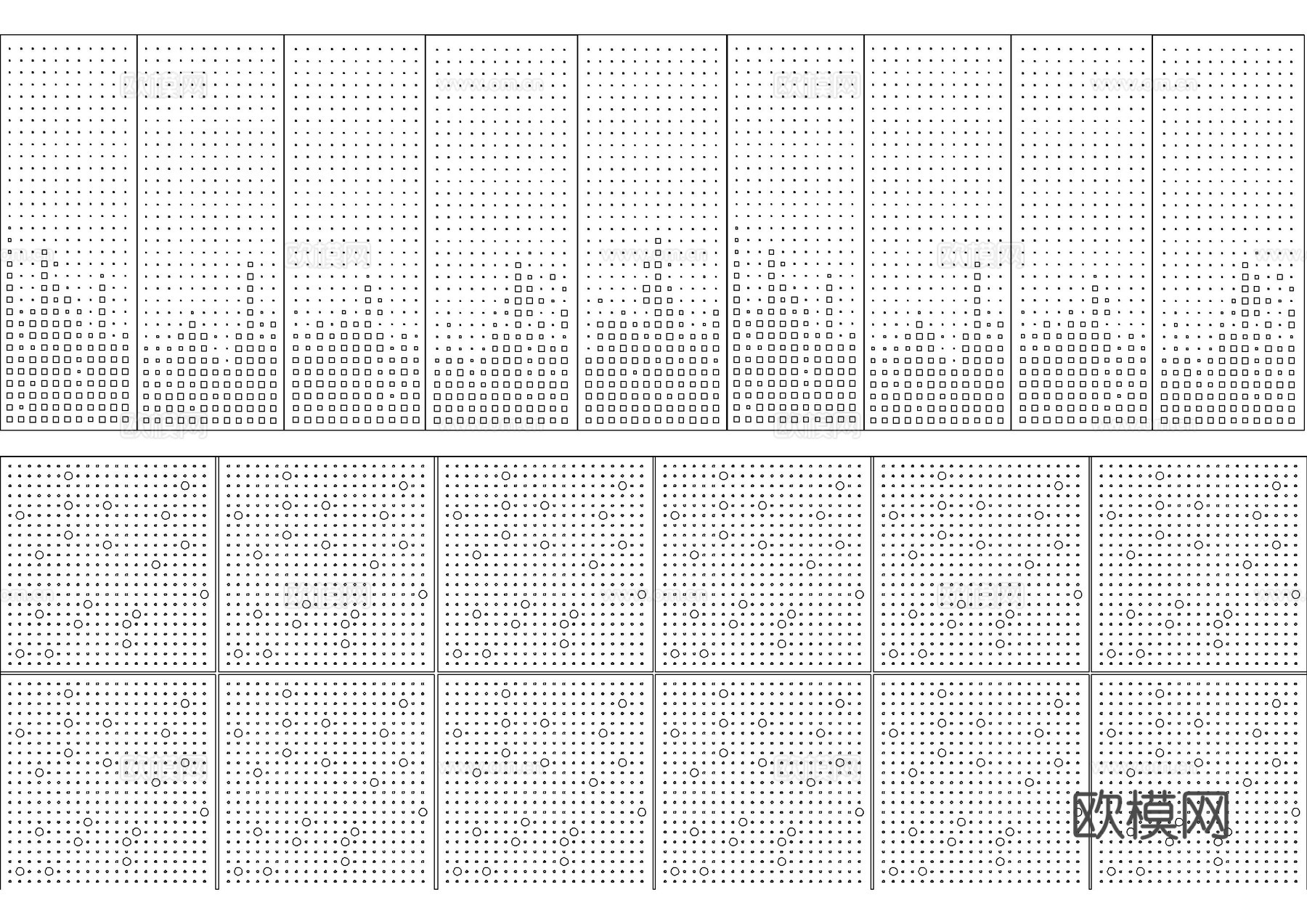 现代铝板冲孔板CAD图库cad施工图